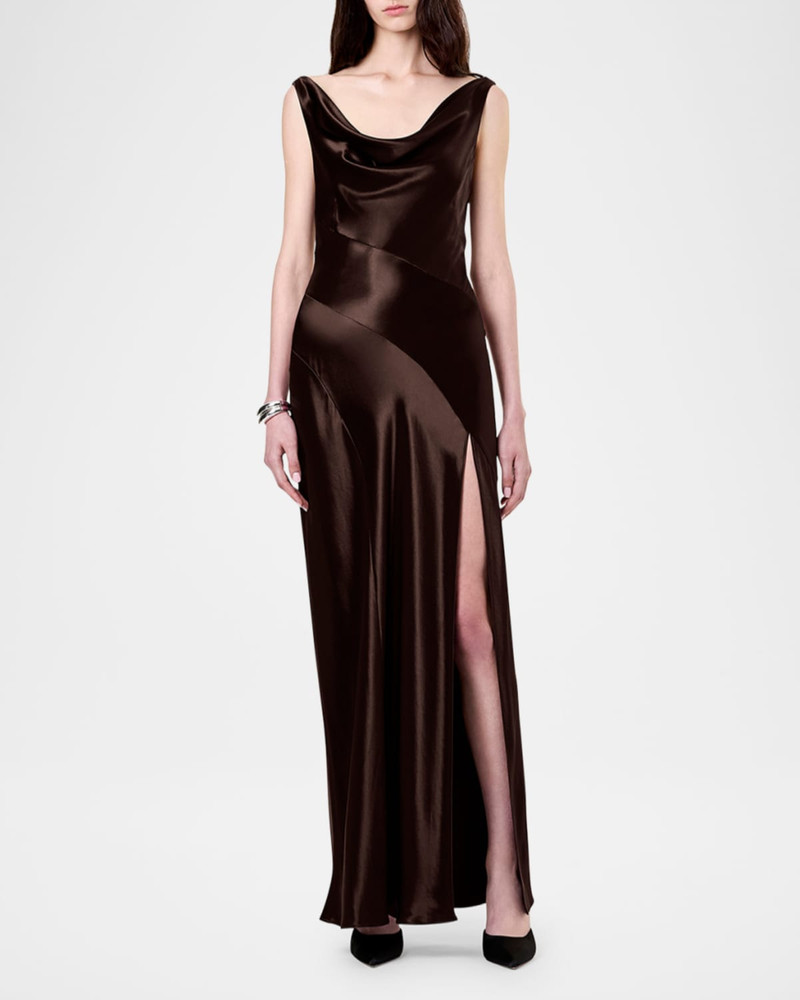 NICHOLAS Alfina Backless Cowl-Neck Column Gown outlook
