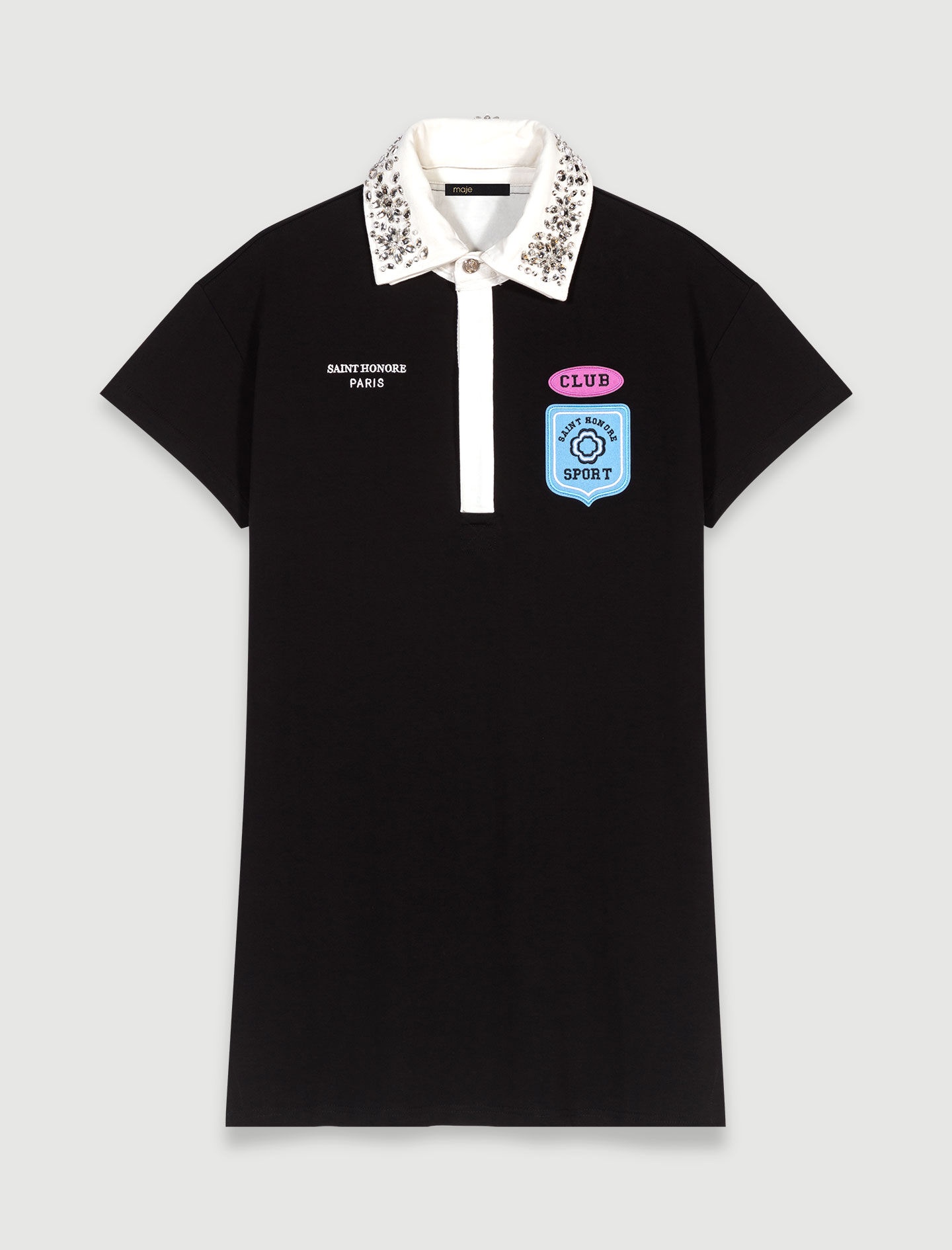Embroidered rhinestone polo dress - 1