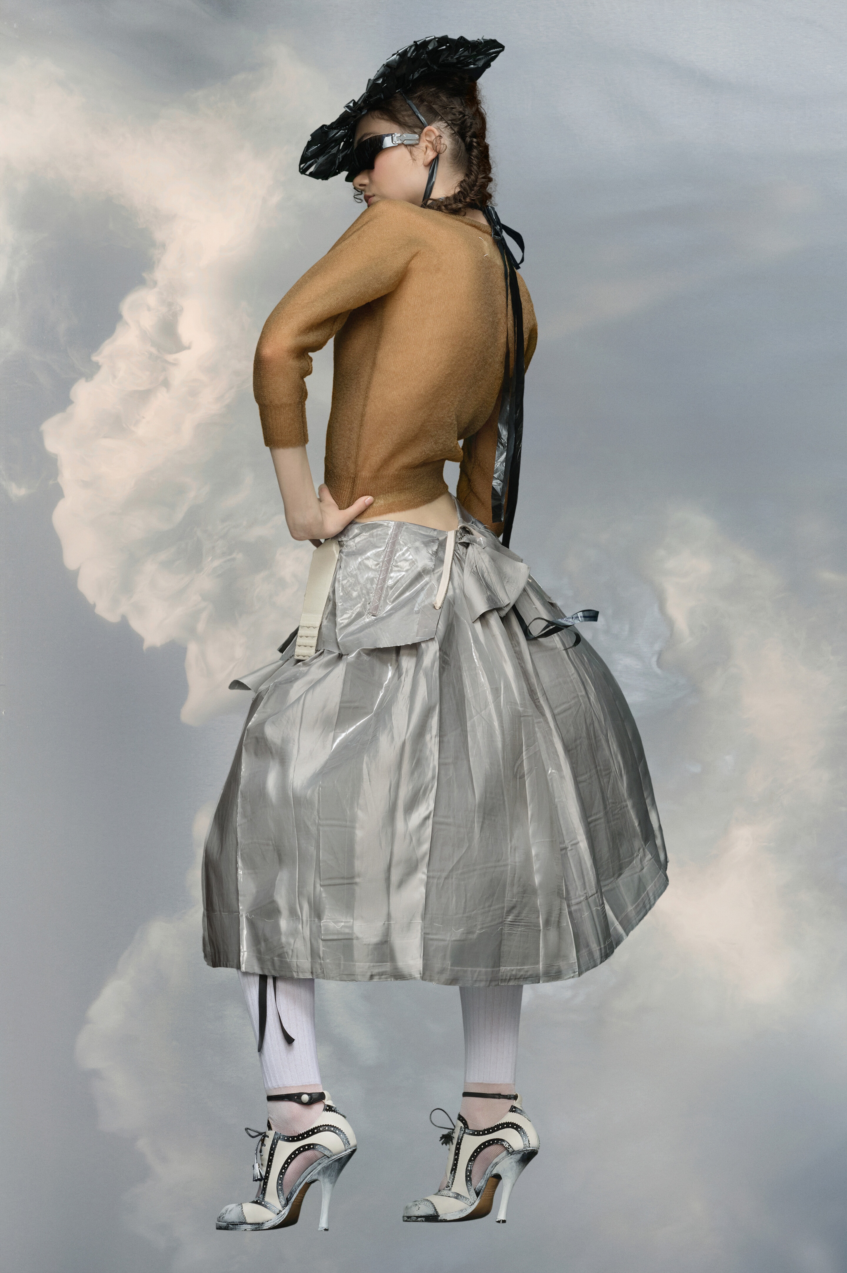 Laminated satin midi skirt - 6