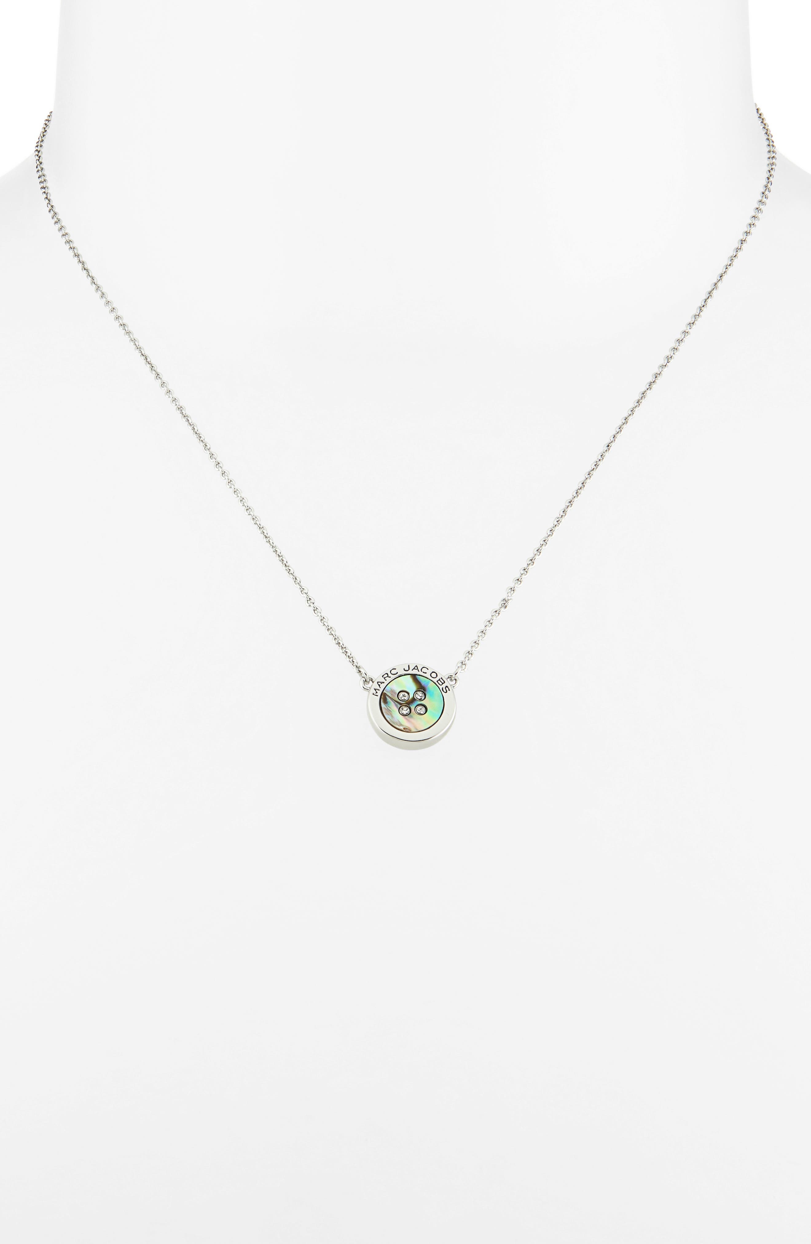 Marc Jacobs The Button Crystal Embellished Pendant Necklace in Silver/abalone at Nordstrom - 2