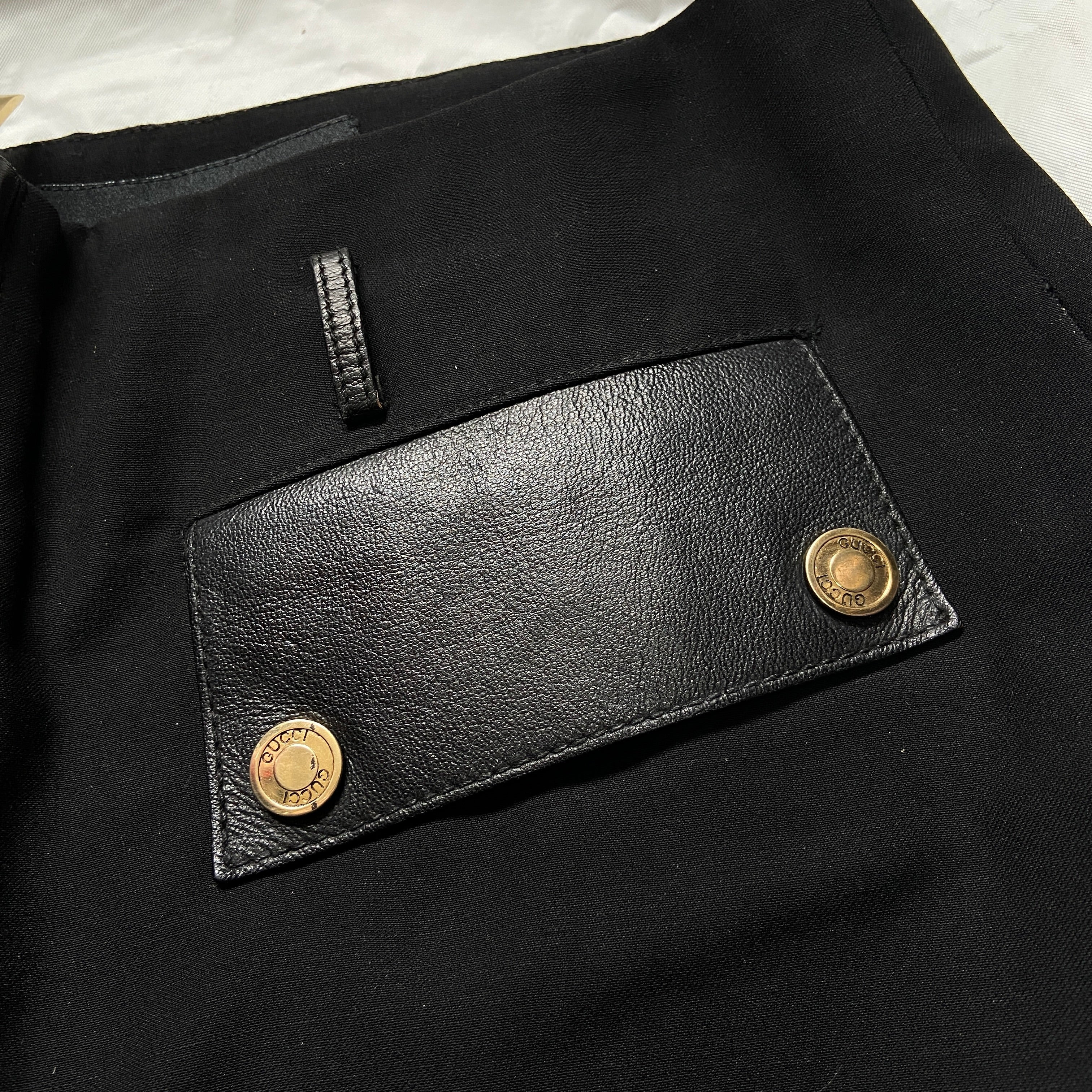Gucci Fall 2000 Tom Ford black leather wool skirt - 8