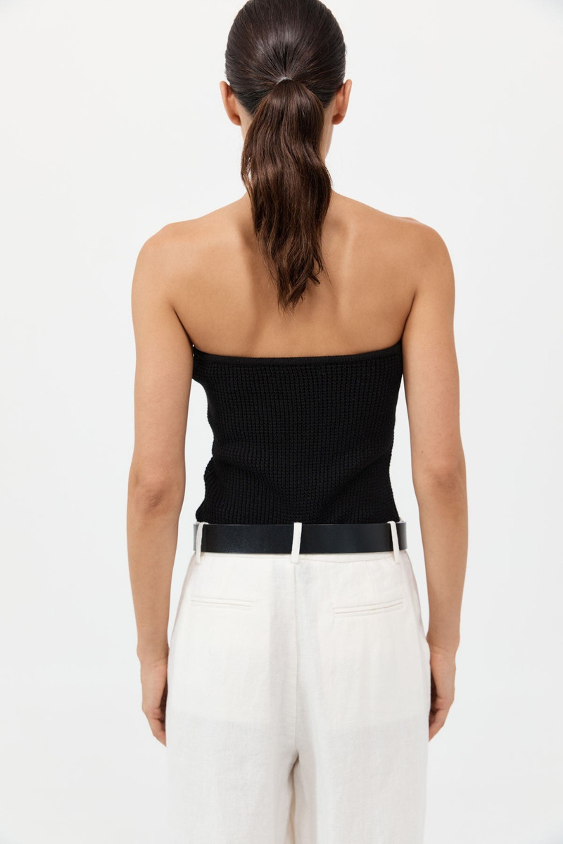 Textured Knit Strapless Top - Black 6