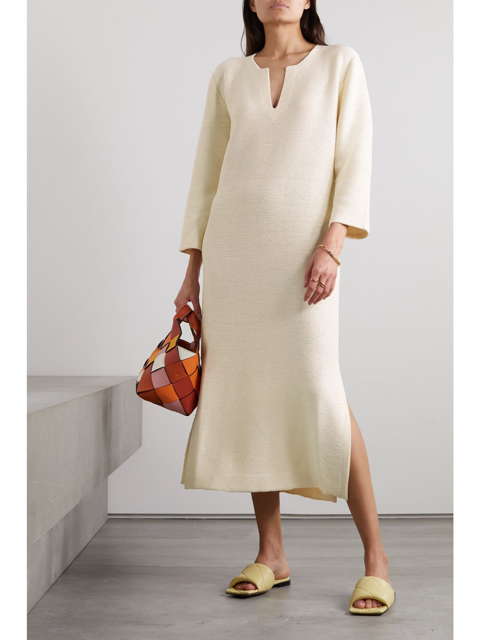 Beirut ribbed cashmere and silk-blend midi dress Beige - 2