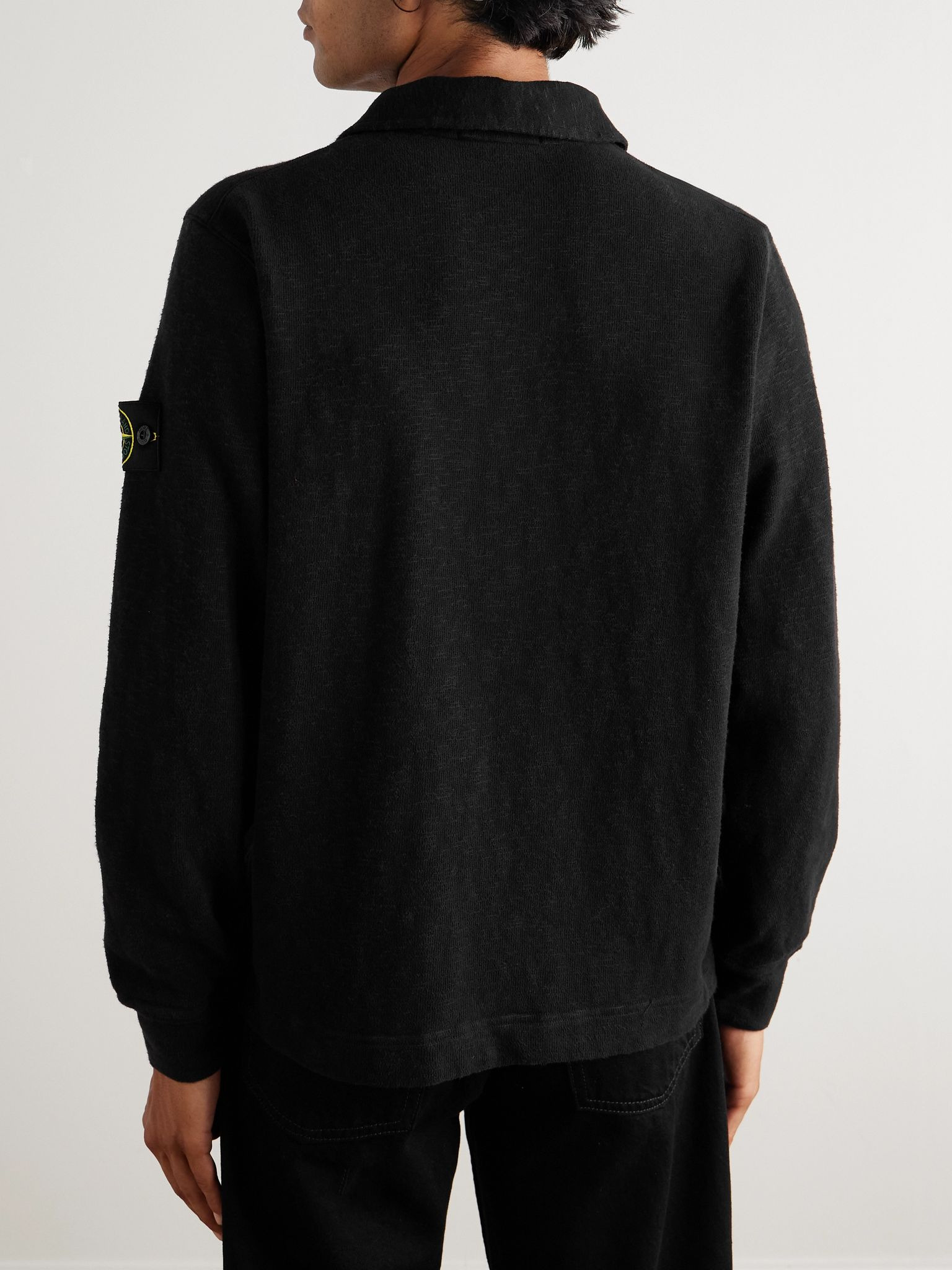 Logo-Appliquéd Cotton-Jersey Polo Shirt Black - 3