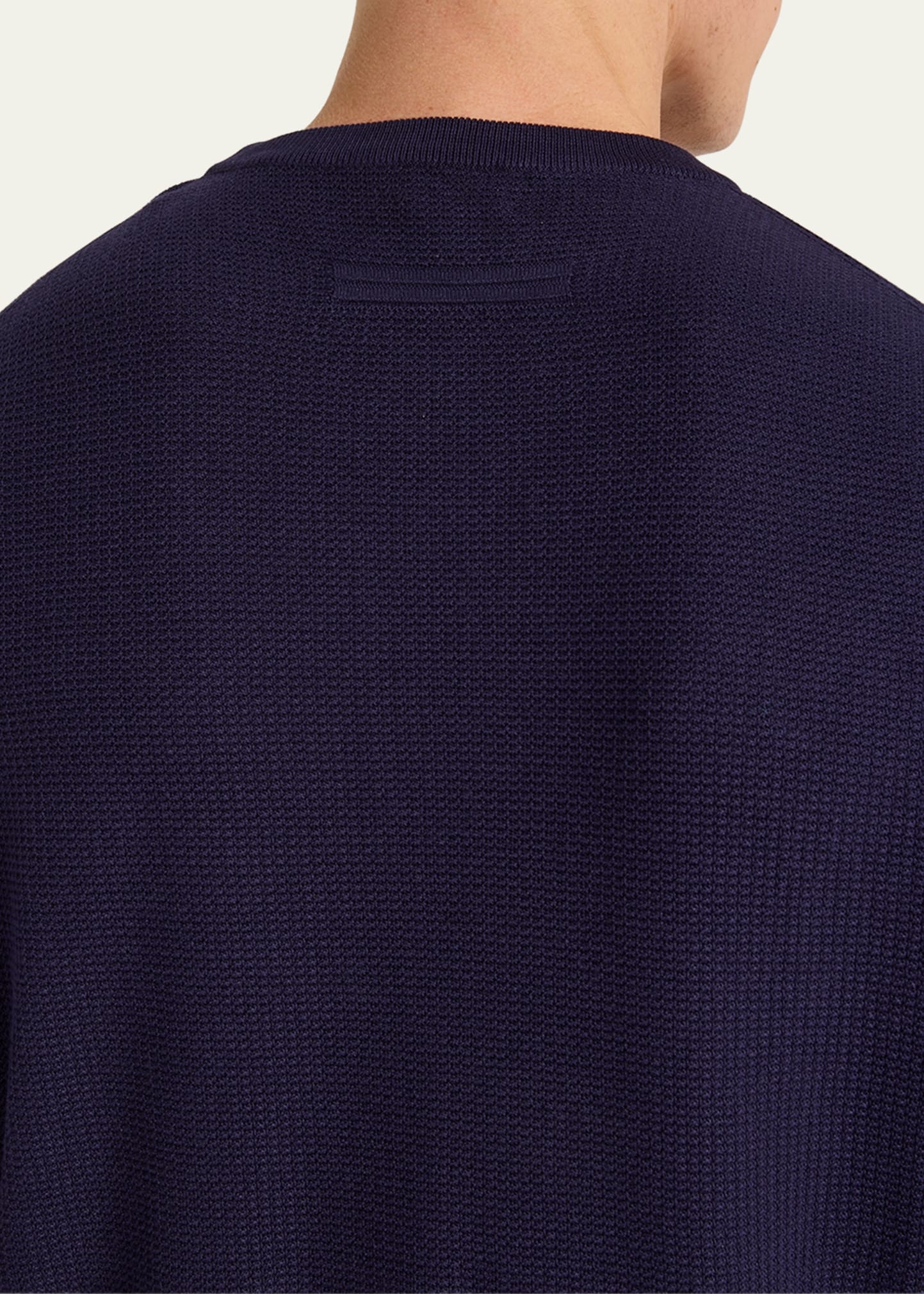 Men's Cotton Honeycomb Short-Sleeve Crewneck Sweater - 5