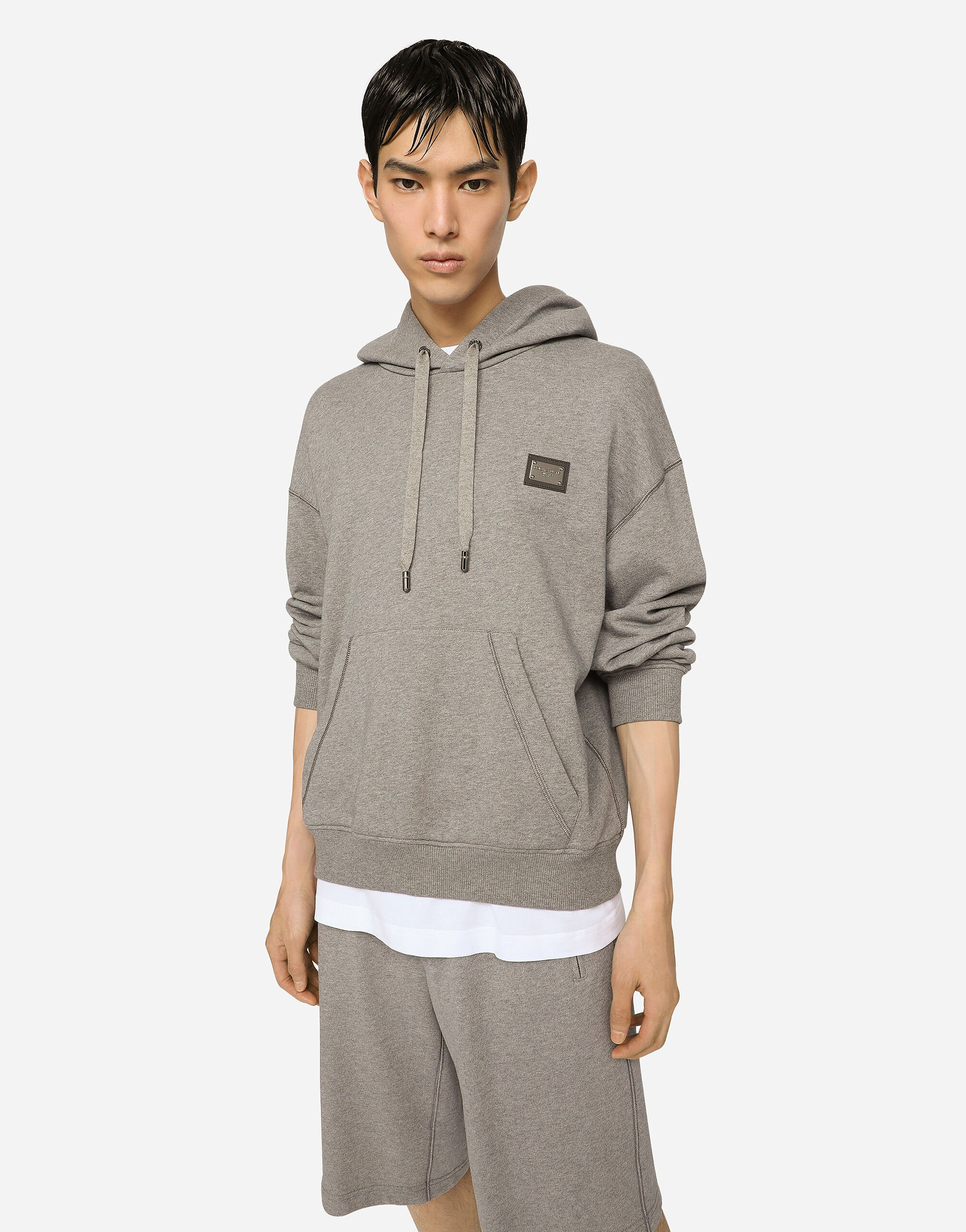 Jersey hoodie with branded tag - 4