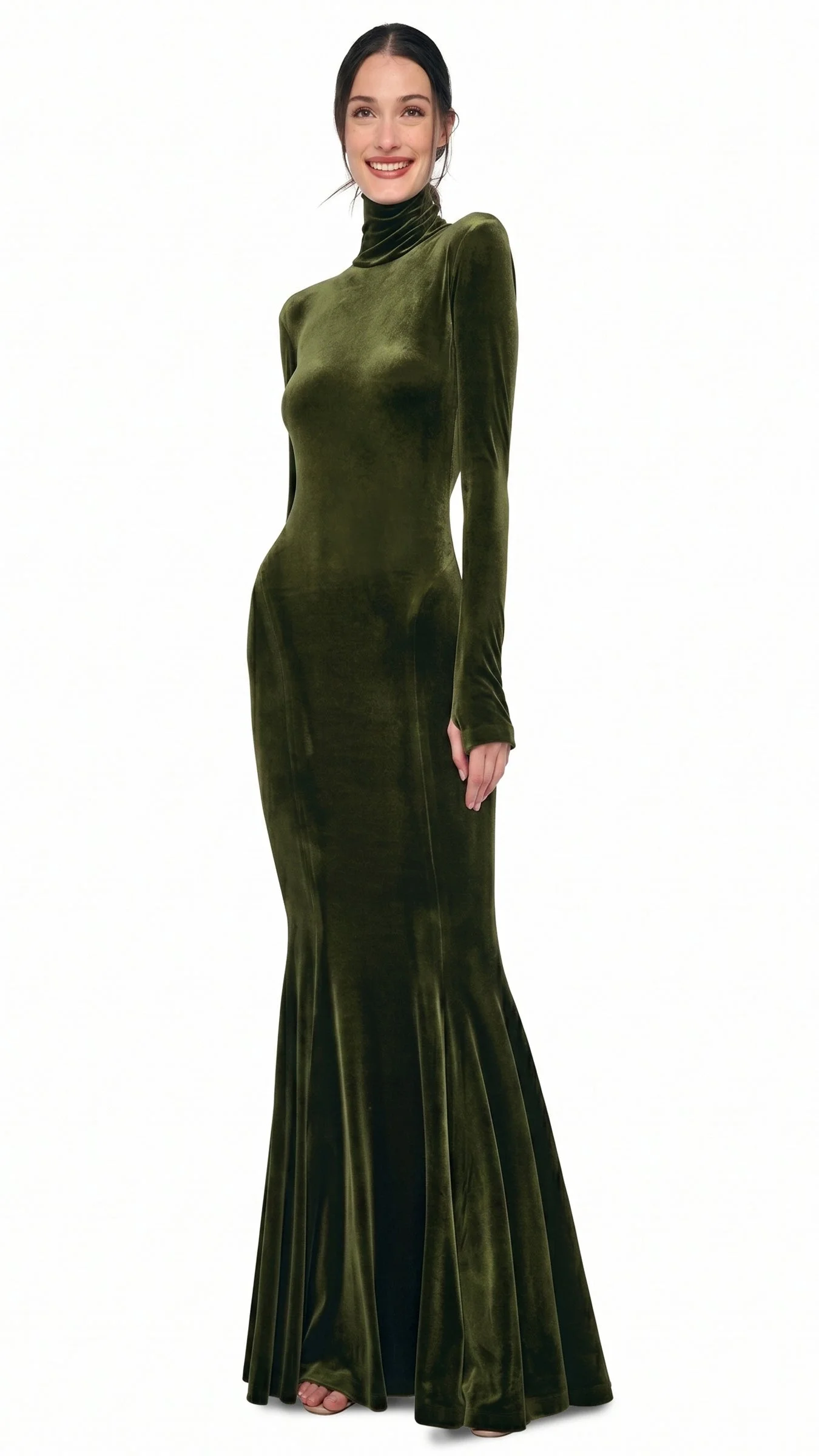 LONG SLEEVE TURTLE FISHTAIL GOWN - 1
