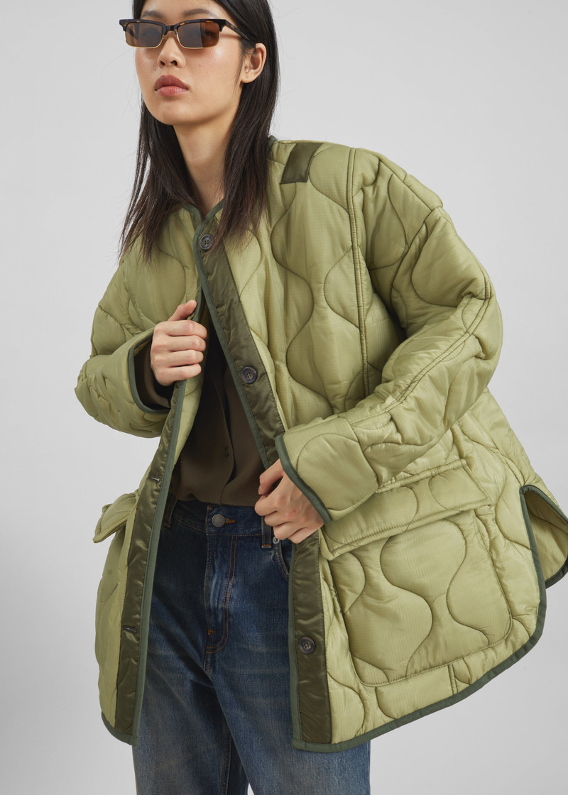 Teddy Quilted Jacket - Moss Green 3