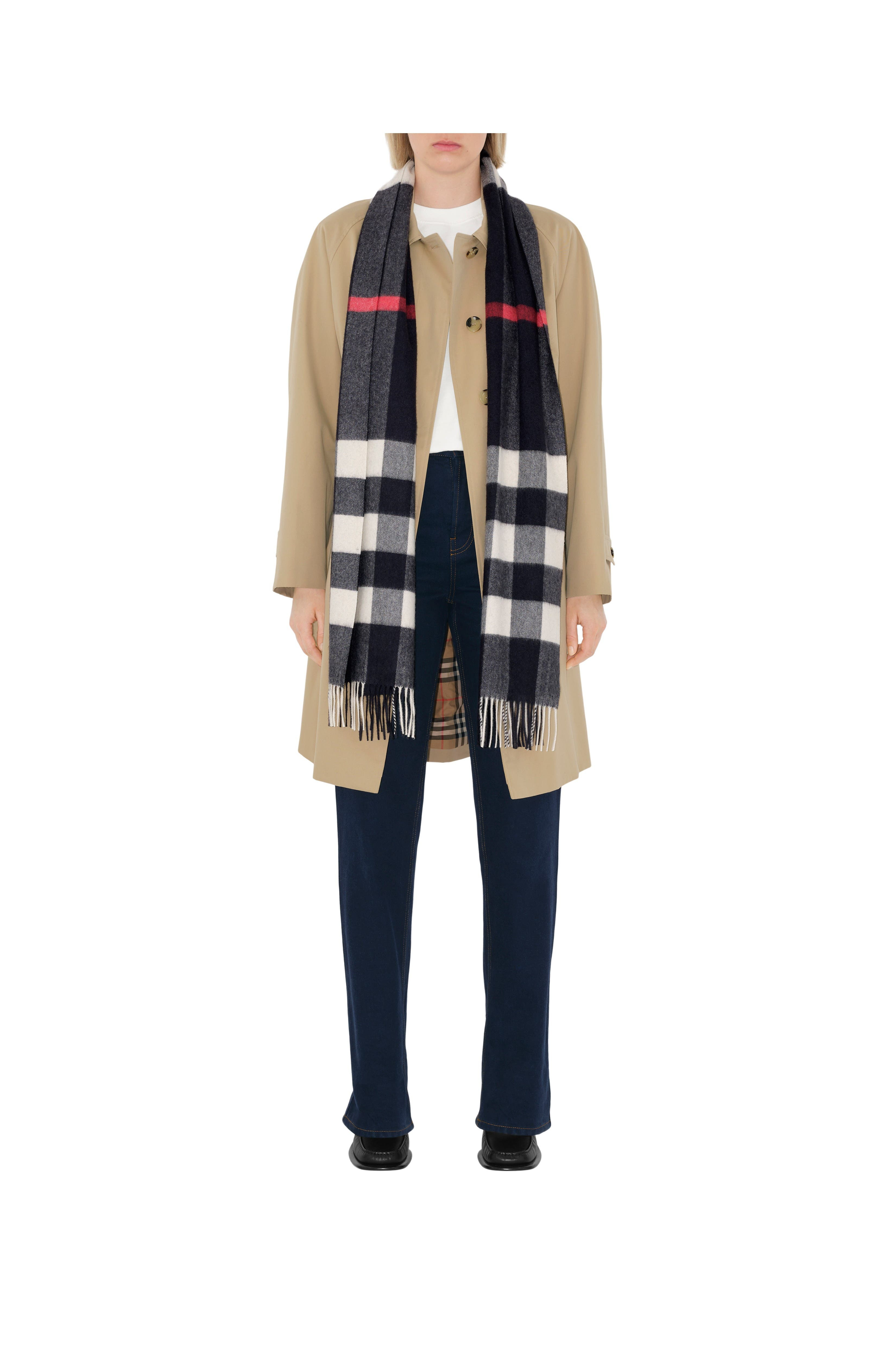 burberry Check Cashmere Scarf in Navy at Nordstrom - 3