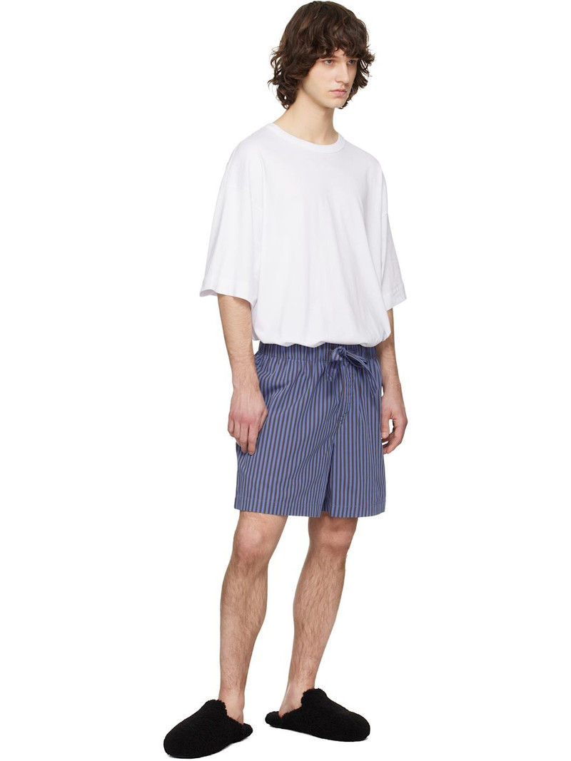 TEKLA Navy & Brown Poplin Pyjama Shorts outlook