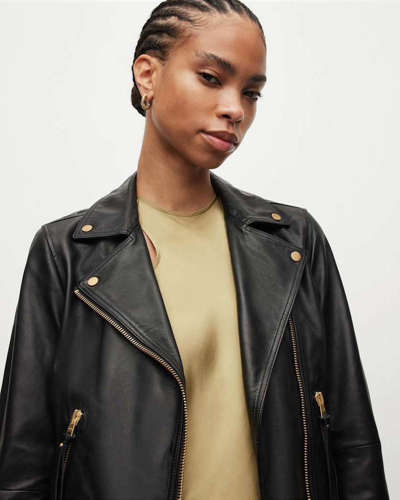 DALBY SLIM FIT GOLD LEATHER BIKER JACKET 5