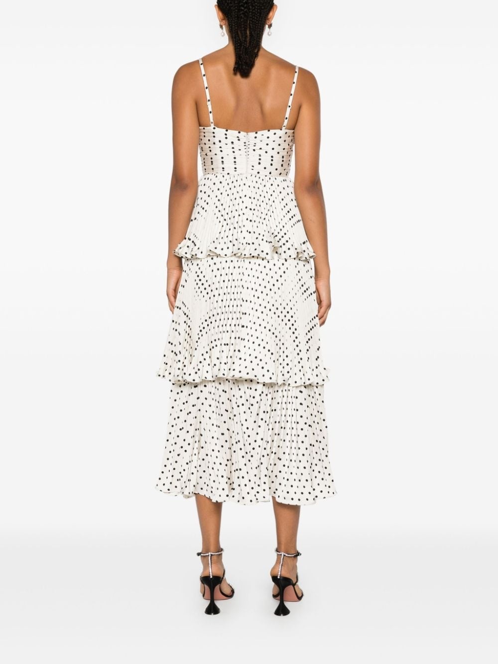 polka dot tiered midi dress - 4