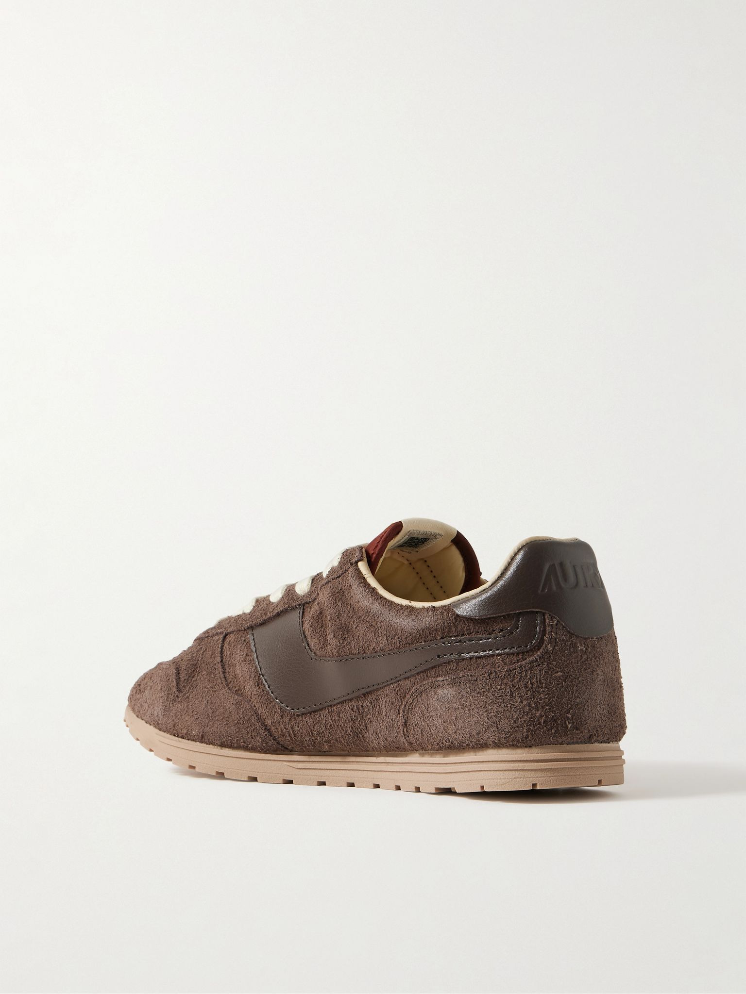 Windspin Low Leather-Trimmed Brushed-Suede Sneakers Dark brown - 4