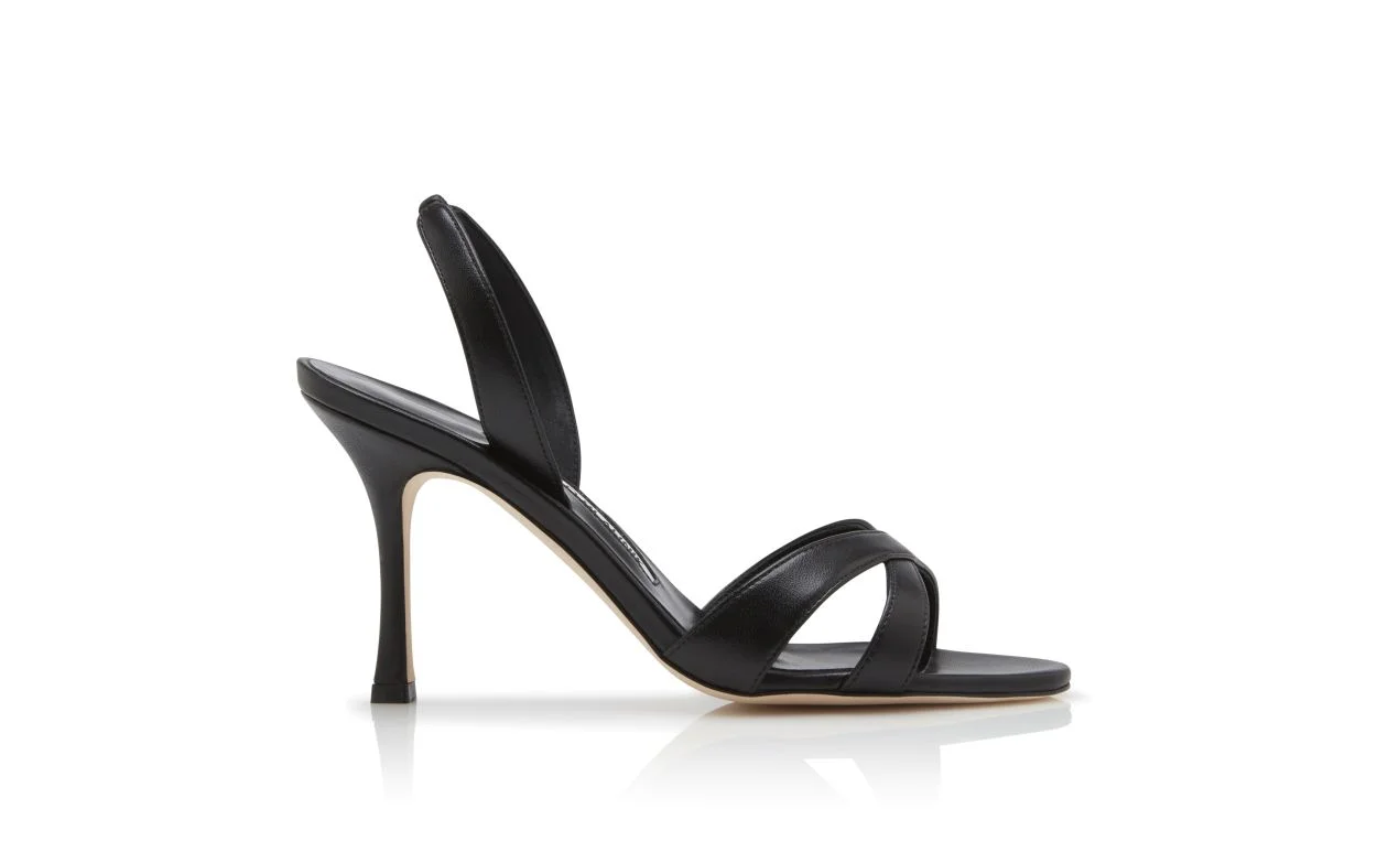 Black Nappa Leather Slingback Sandals - 1