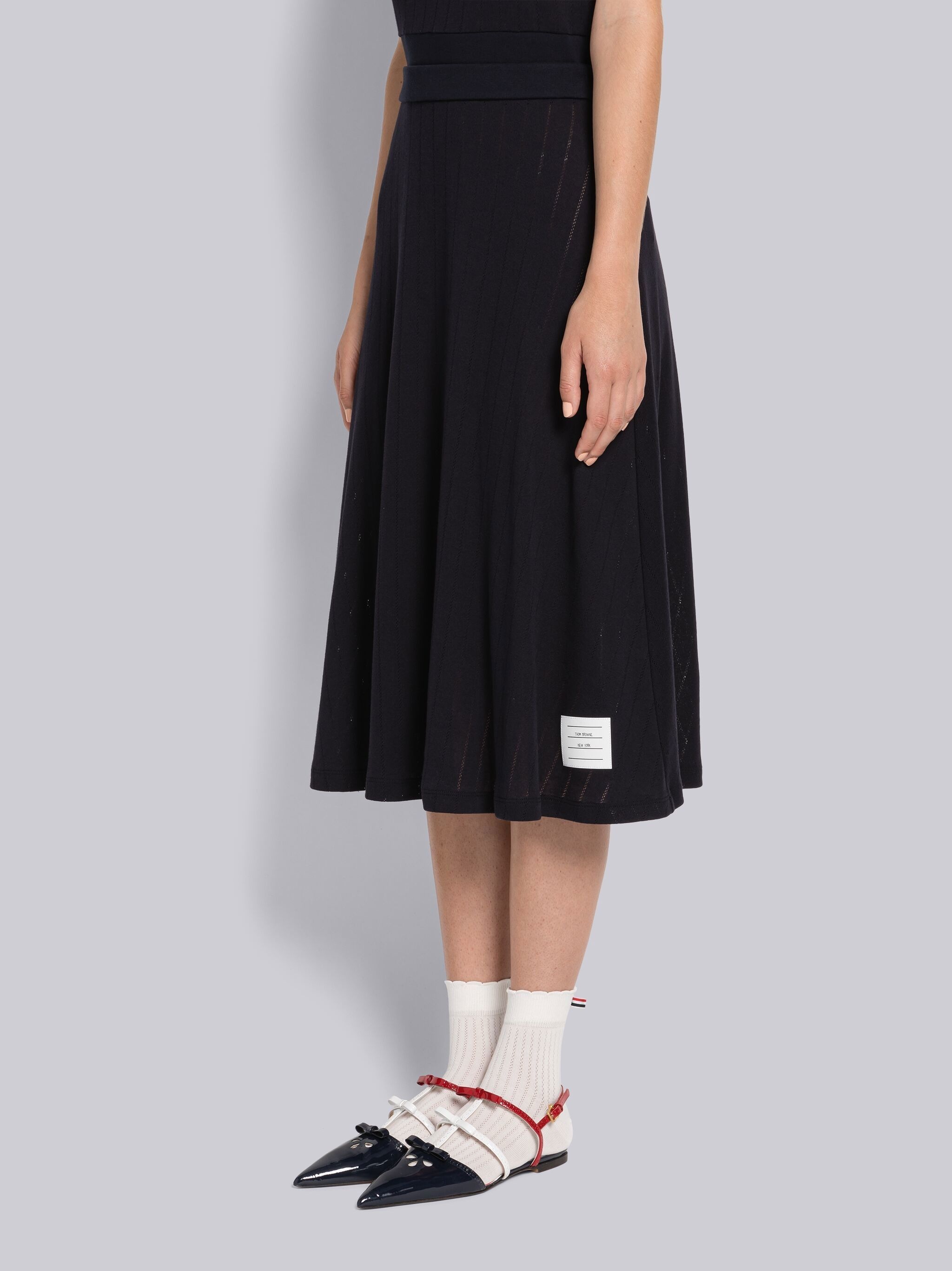 Pointelle Rib Below the Knee Skirt - 2