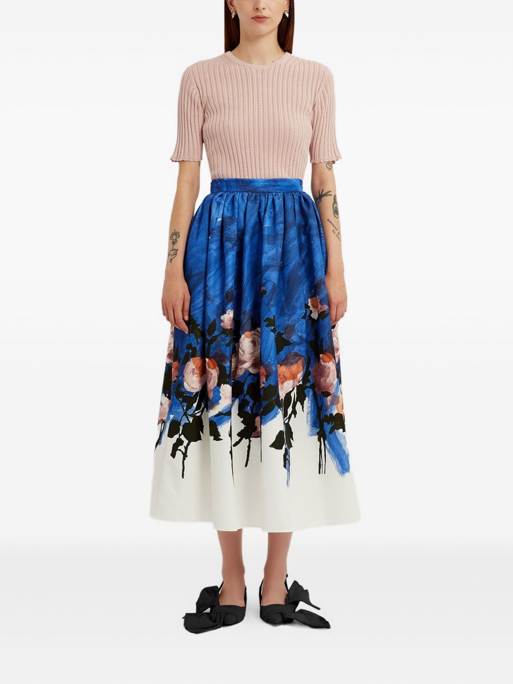 floral gathered midi skirt - 5