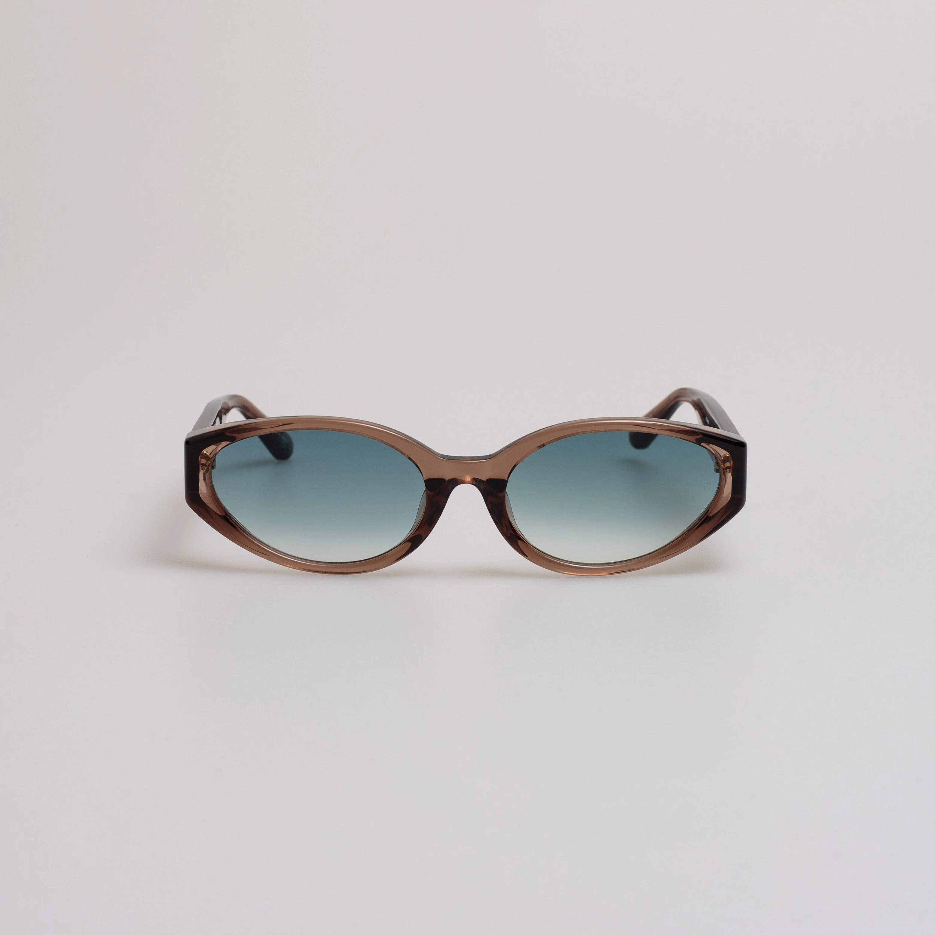 Lyra Oval Sunglasses in Brown and Aqua - 1