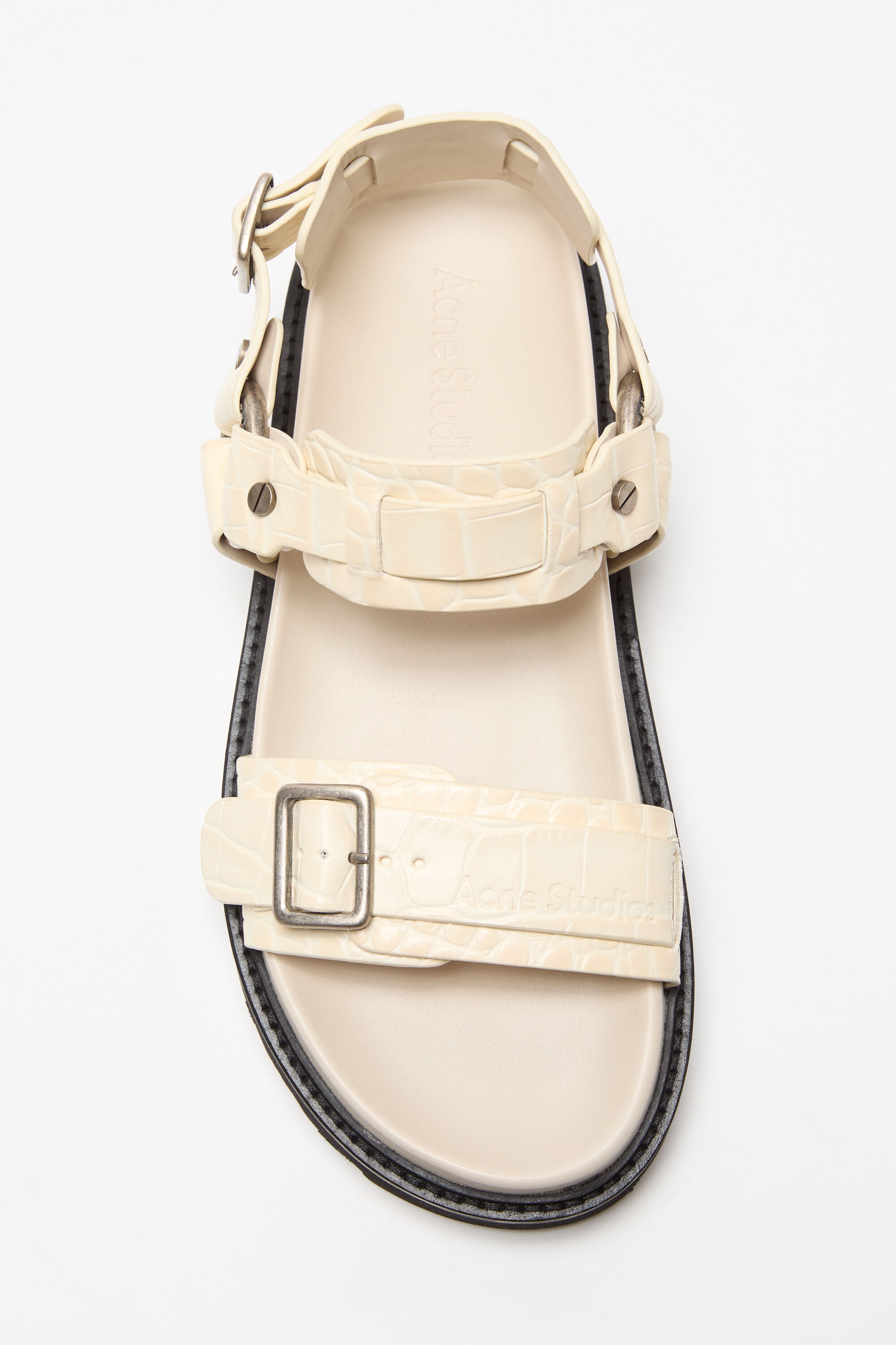 Leather buckle sandal - Beige - 6