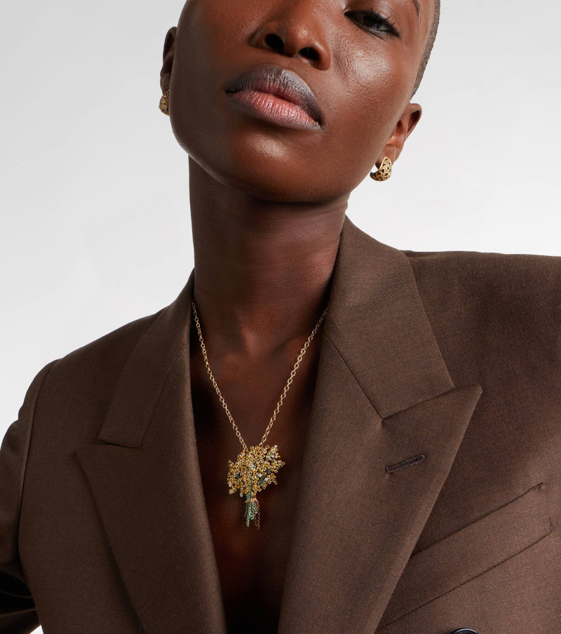 Yvonne Léon Broche Mimosa 9kt and 18kt gold pendant necklace with gemstones outlook