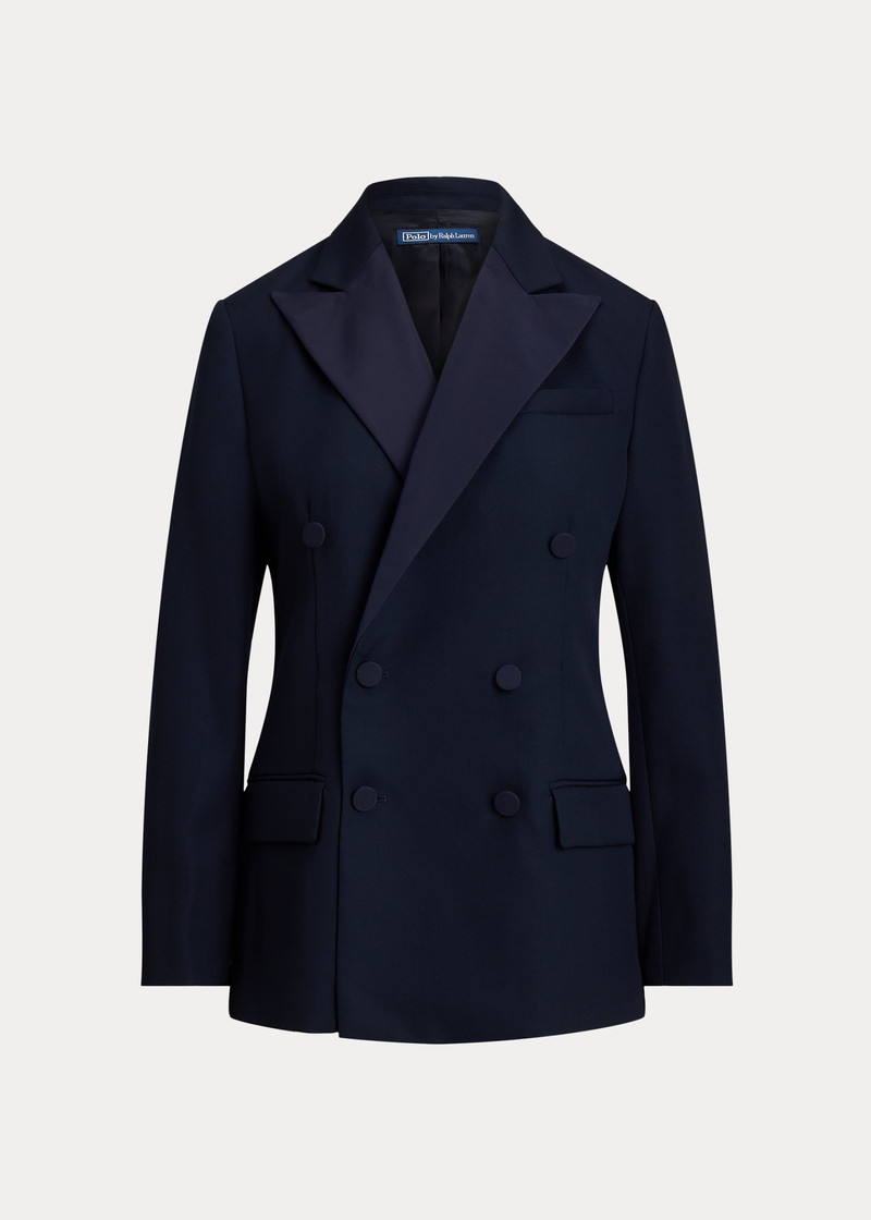 Double-Breasted Silk-Lapel Wool Blazer 1