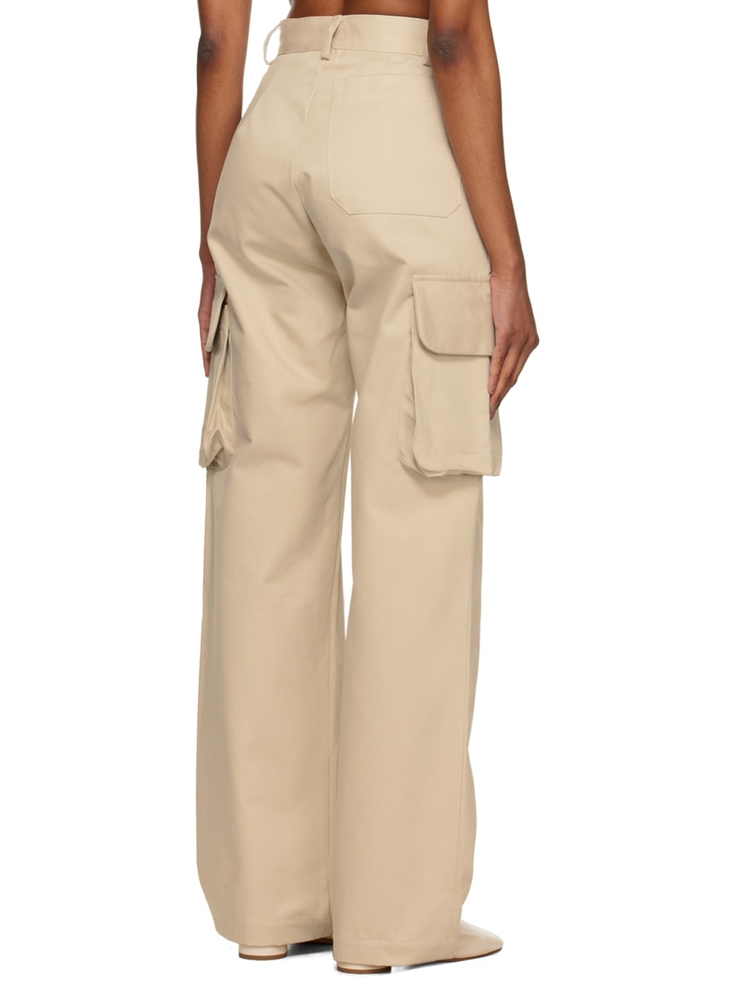 Beige High-Rise Trousers - 3