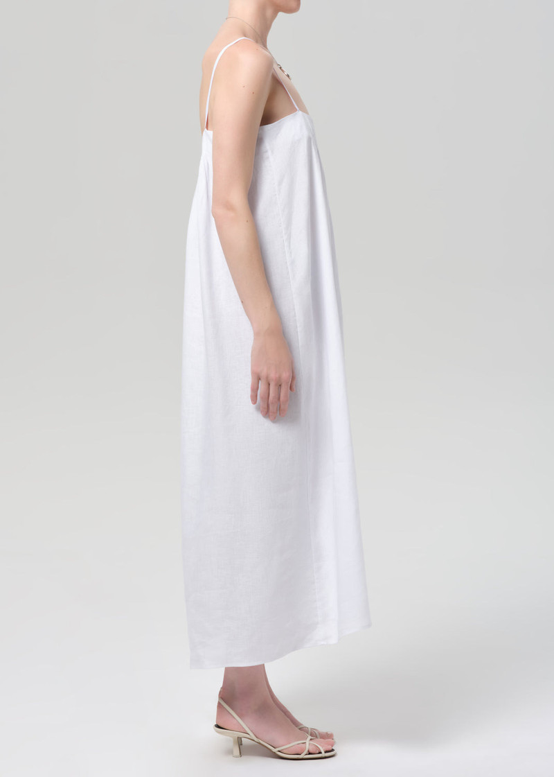 Reva Pintuck Linen Dress In White 4