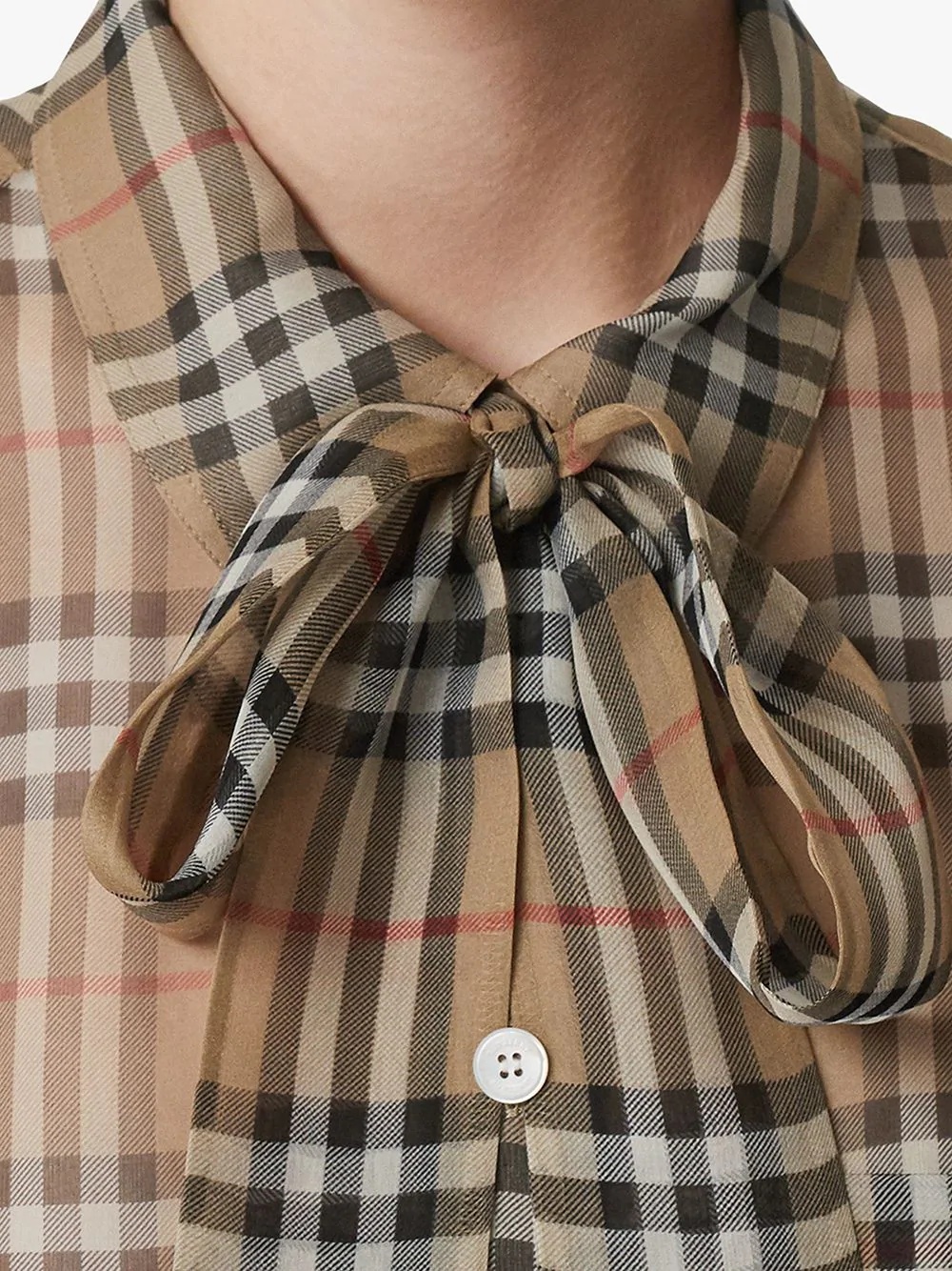 Vintage Check Silk Tie-neck Shirt - 5