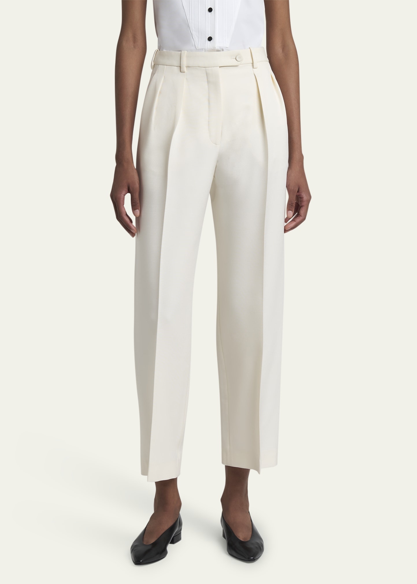Bart Pleated Taper Leg Wool Trousers - 4