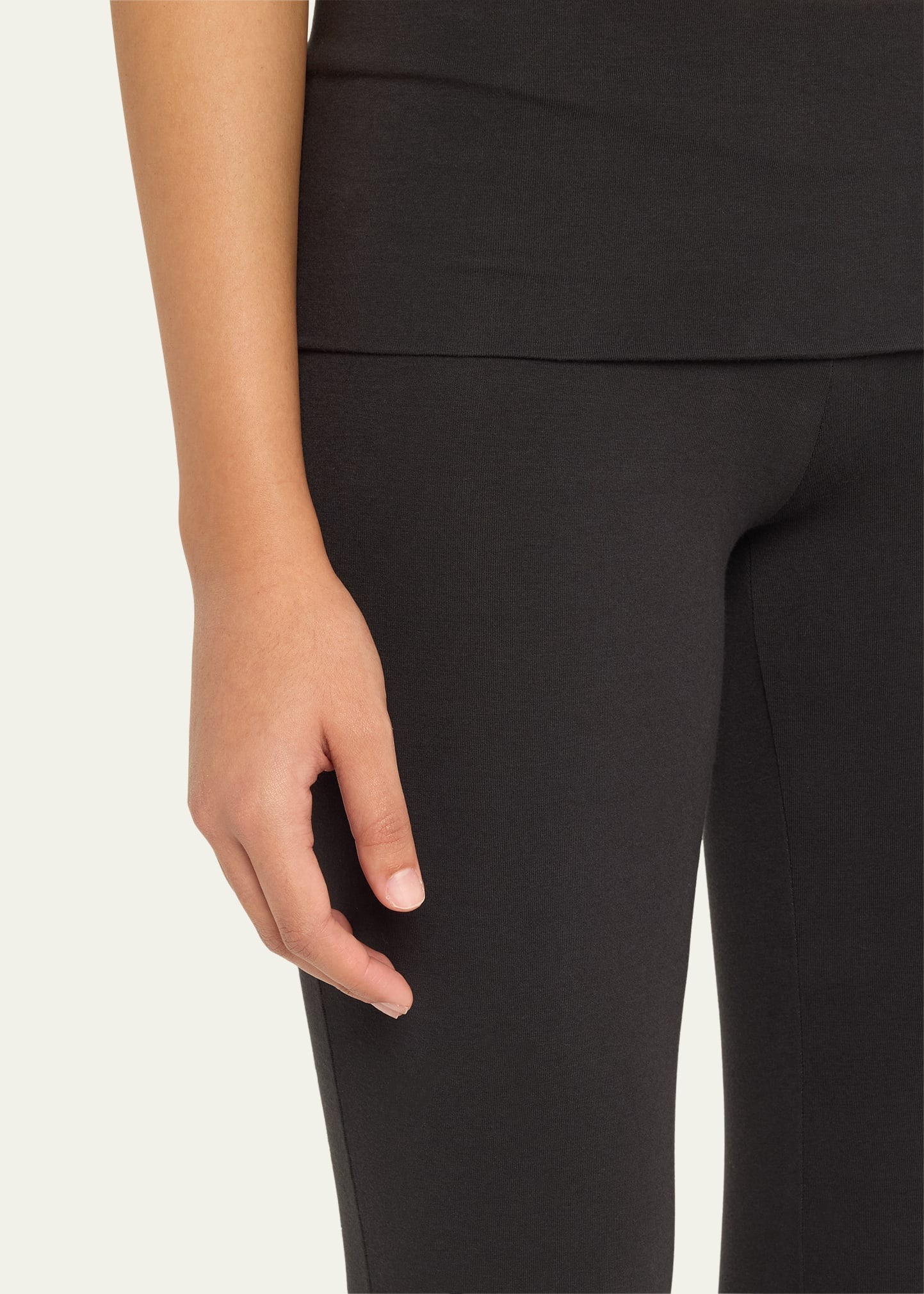 Cotton Jersey Foldover Flare-Leg Pants - 5