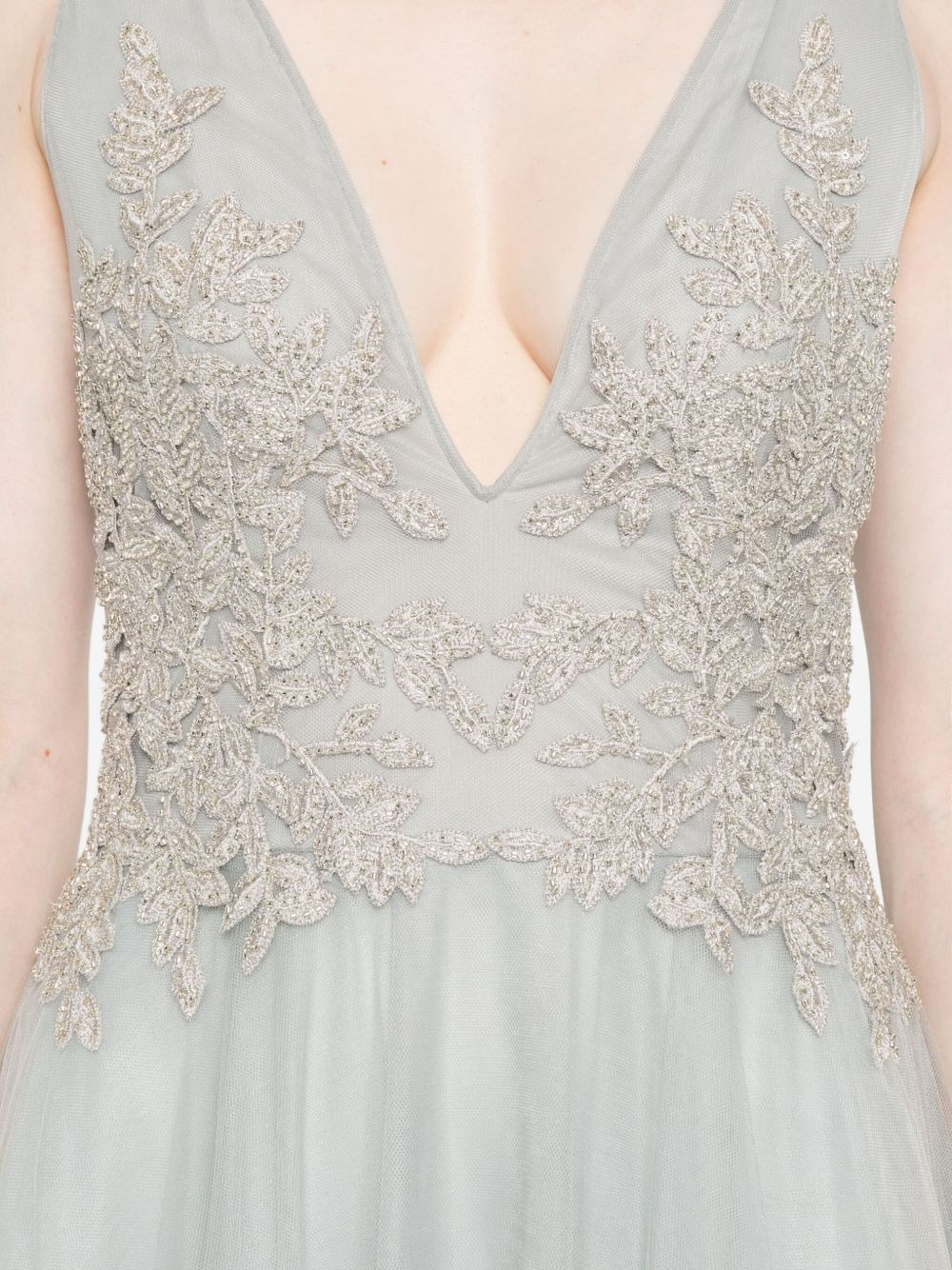 embellished V-neck tulle maxi dress - 5