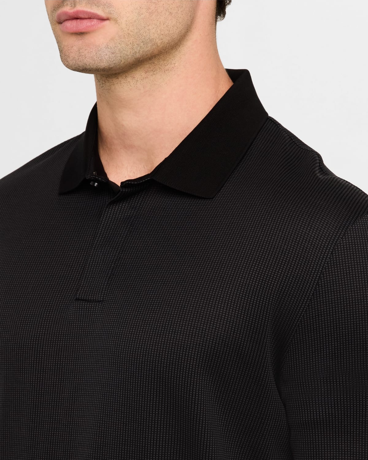Men's Pado Cotton Textured Long-Sleeve Polo Shirt - 5