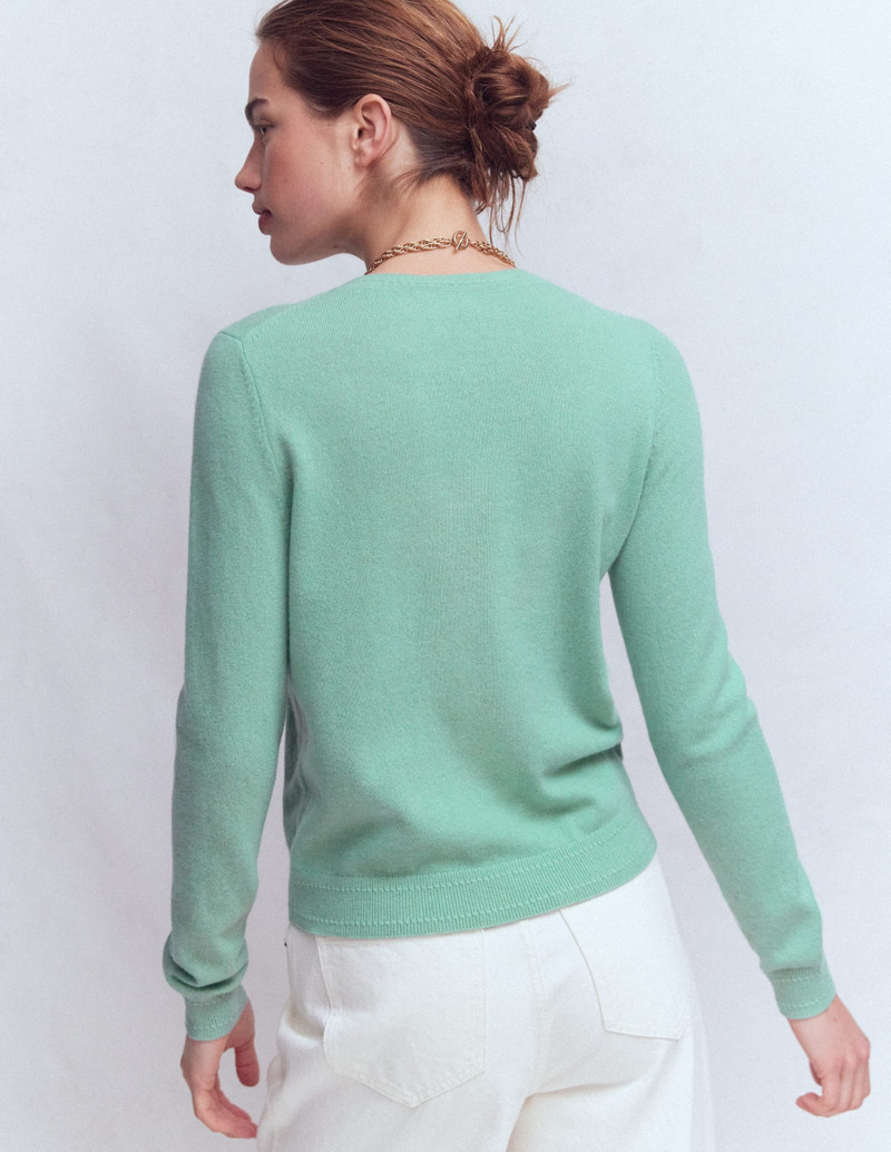 Eva Cashmere Crew Neck Sweater-Celadon Blue 4