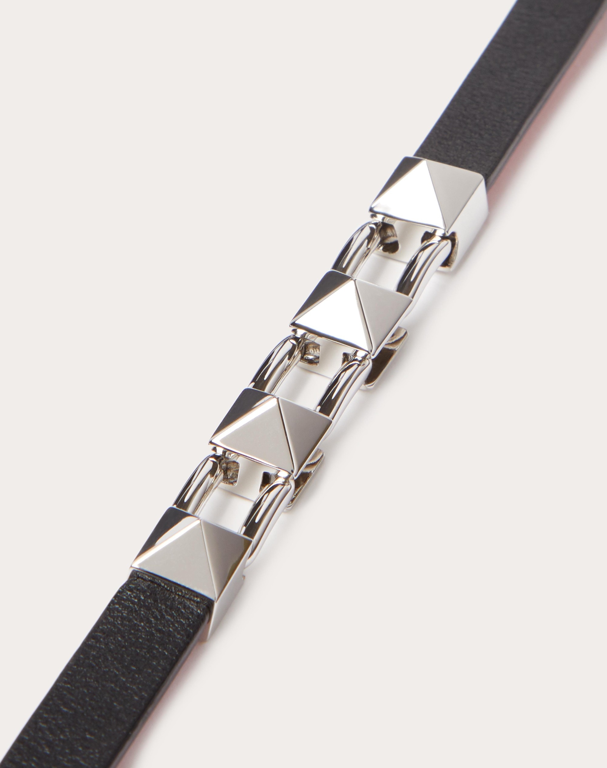 STUD CHAIN LEATHER BRACELET - 4