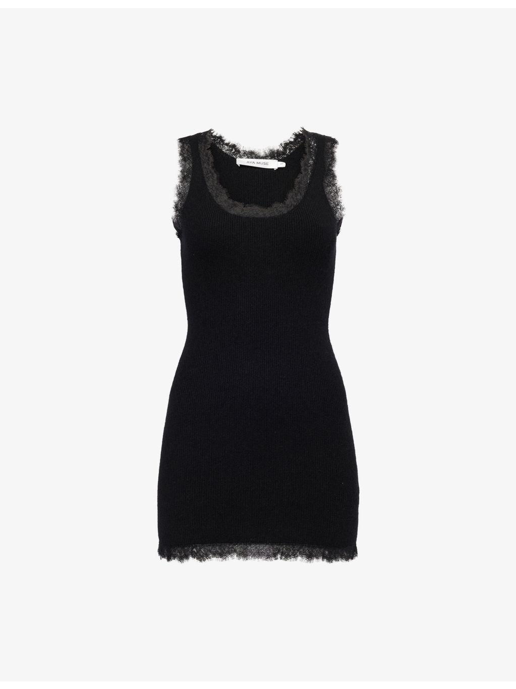 Lace-Embroidery Ribbed Cashmere And Cotton Mini Dress - 1