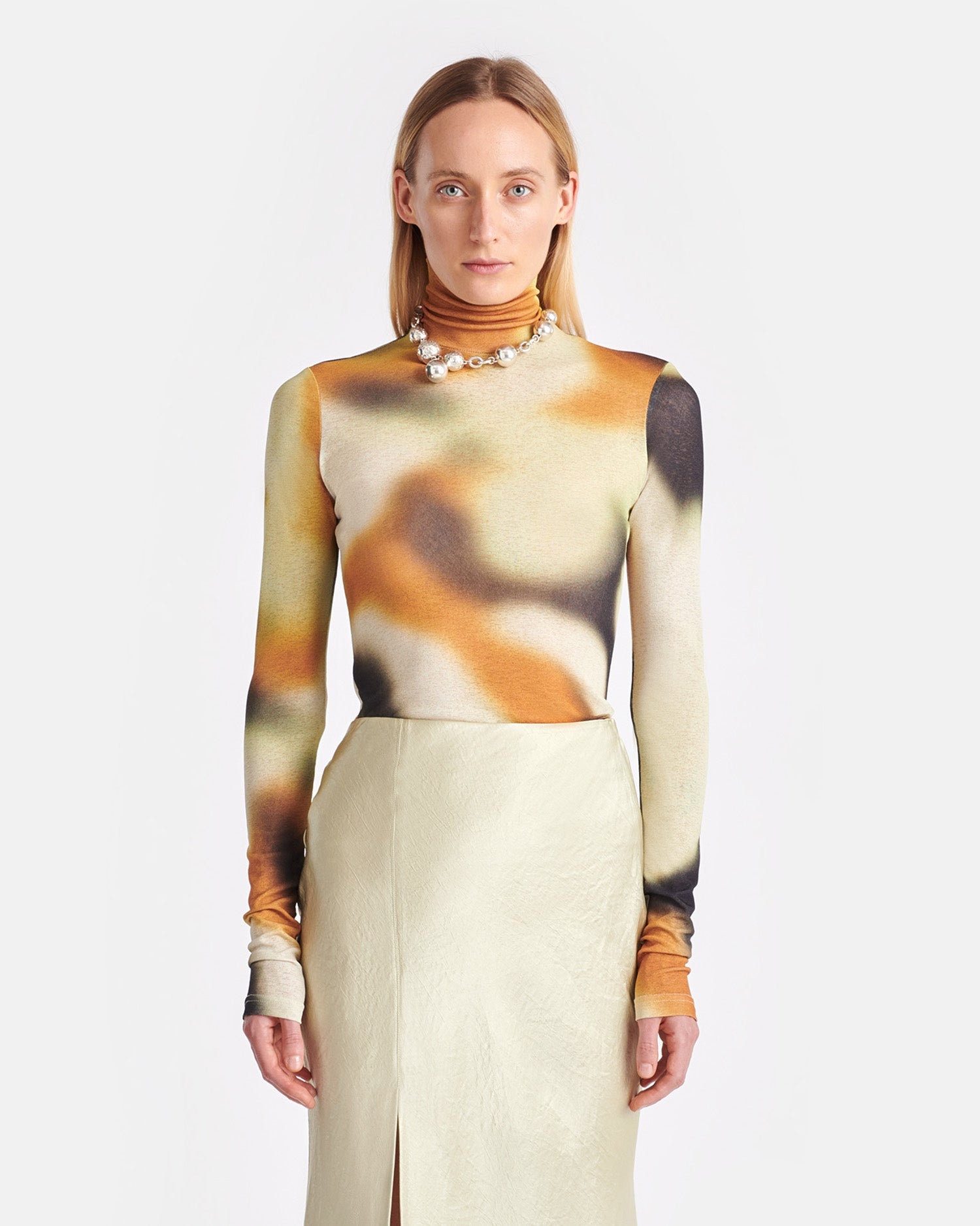 Mesh-Jersey Turtleneck Top - 2
