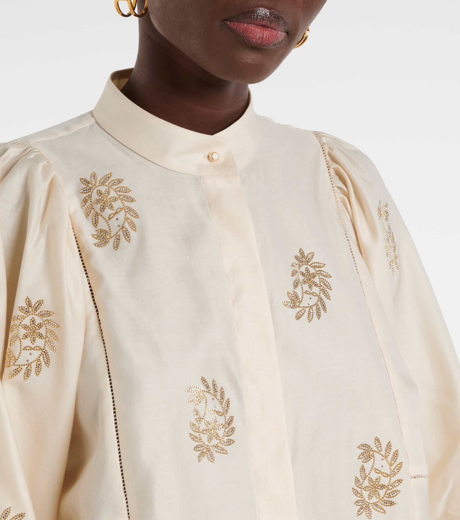 Caladio embellished cotton satin blouse - 5