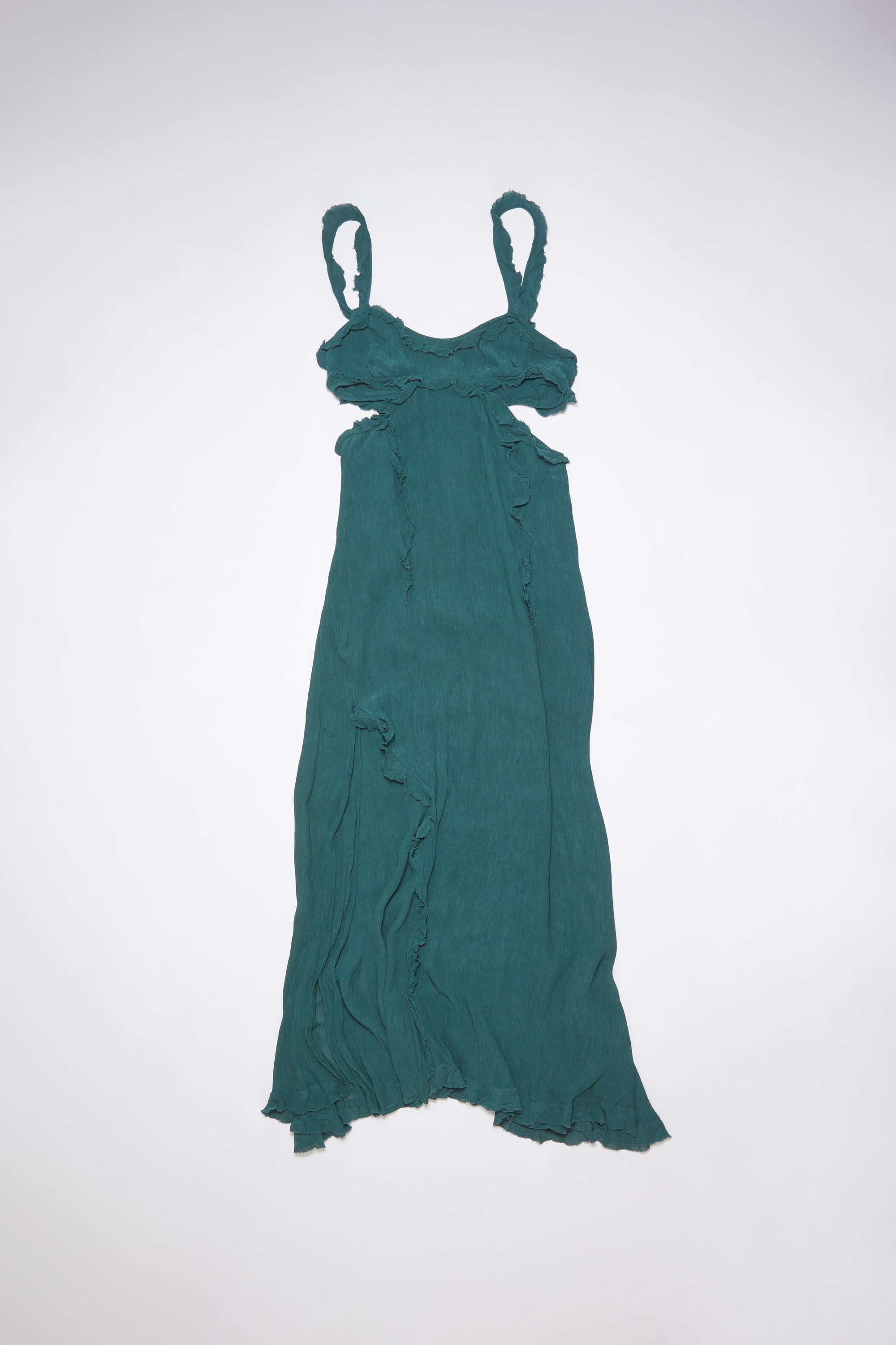 Ruffle slip dress - Petrol blue - 7