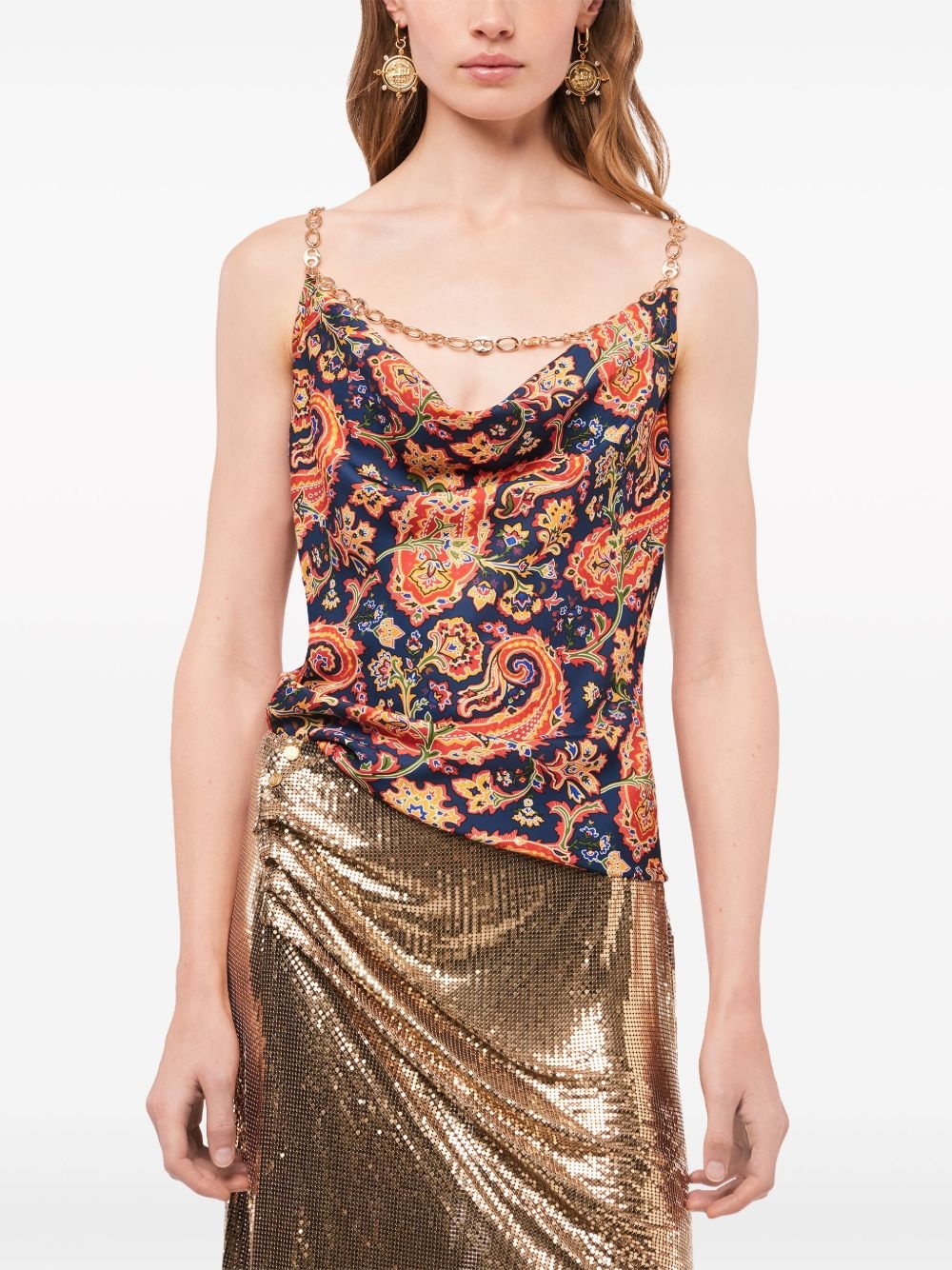 paisley-print chain-detail tank top - 4