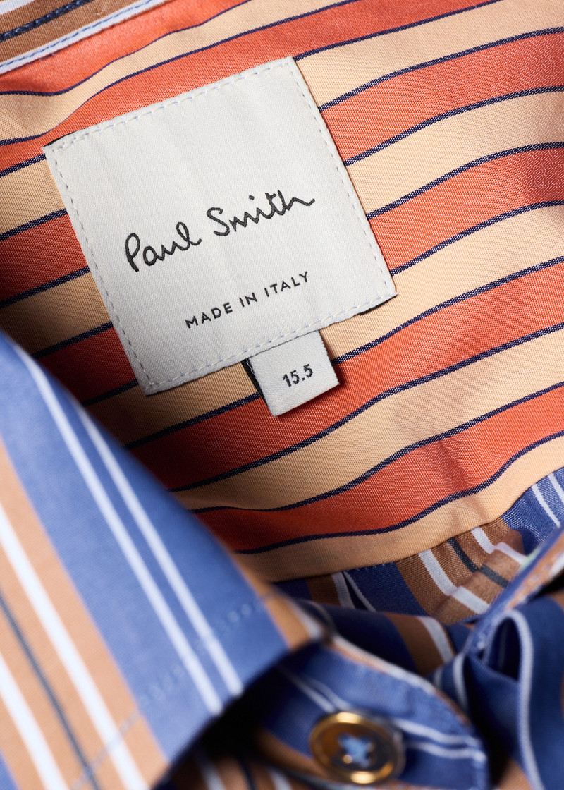 Paul Smith Regular-Fit Blue and Brown Bengal Stripe Shirt outlook