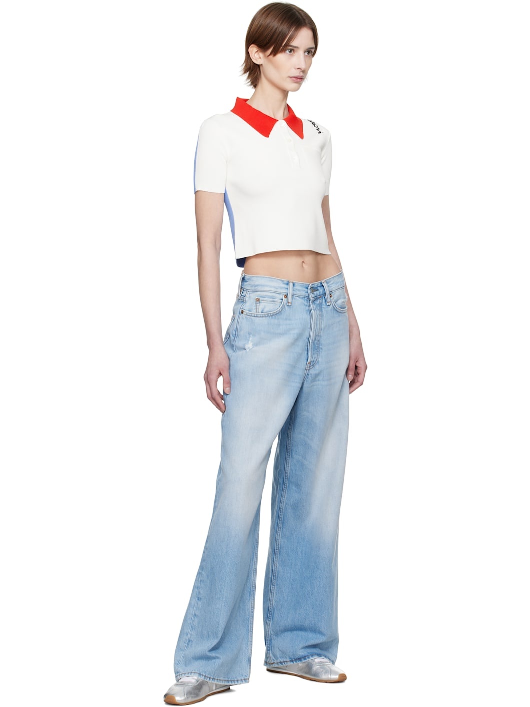 White & Blue Technical Viscose Polo - 4