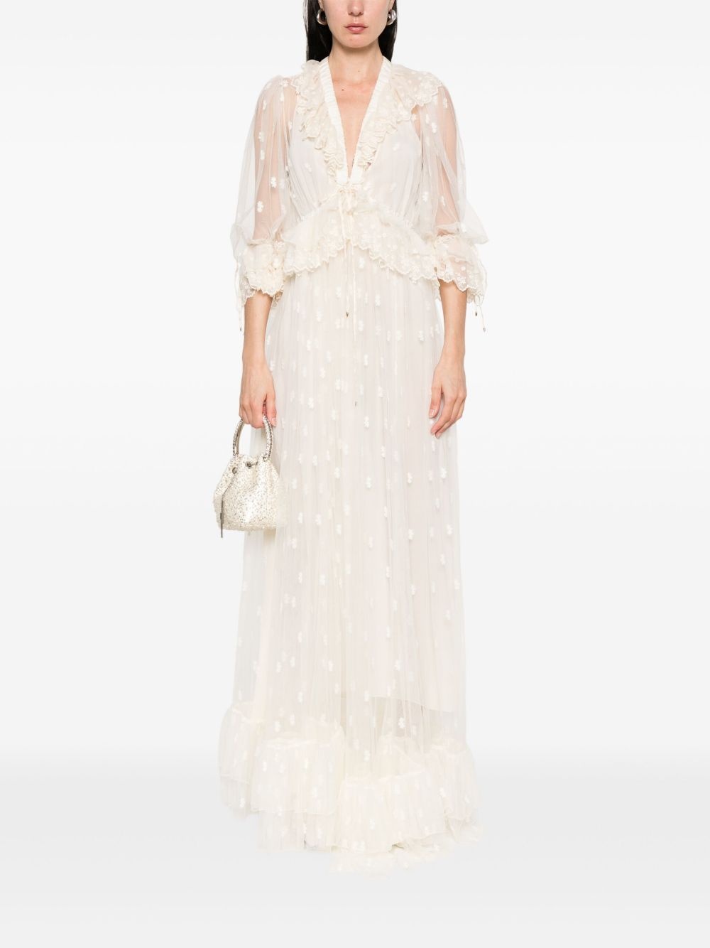 floral-embroidered maxi dress - 2
