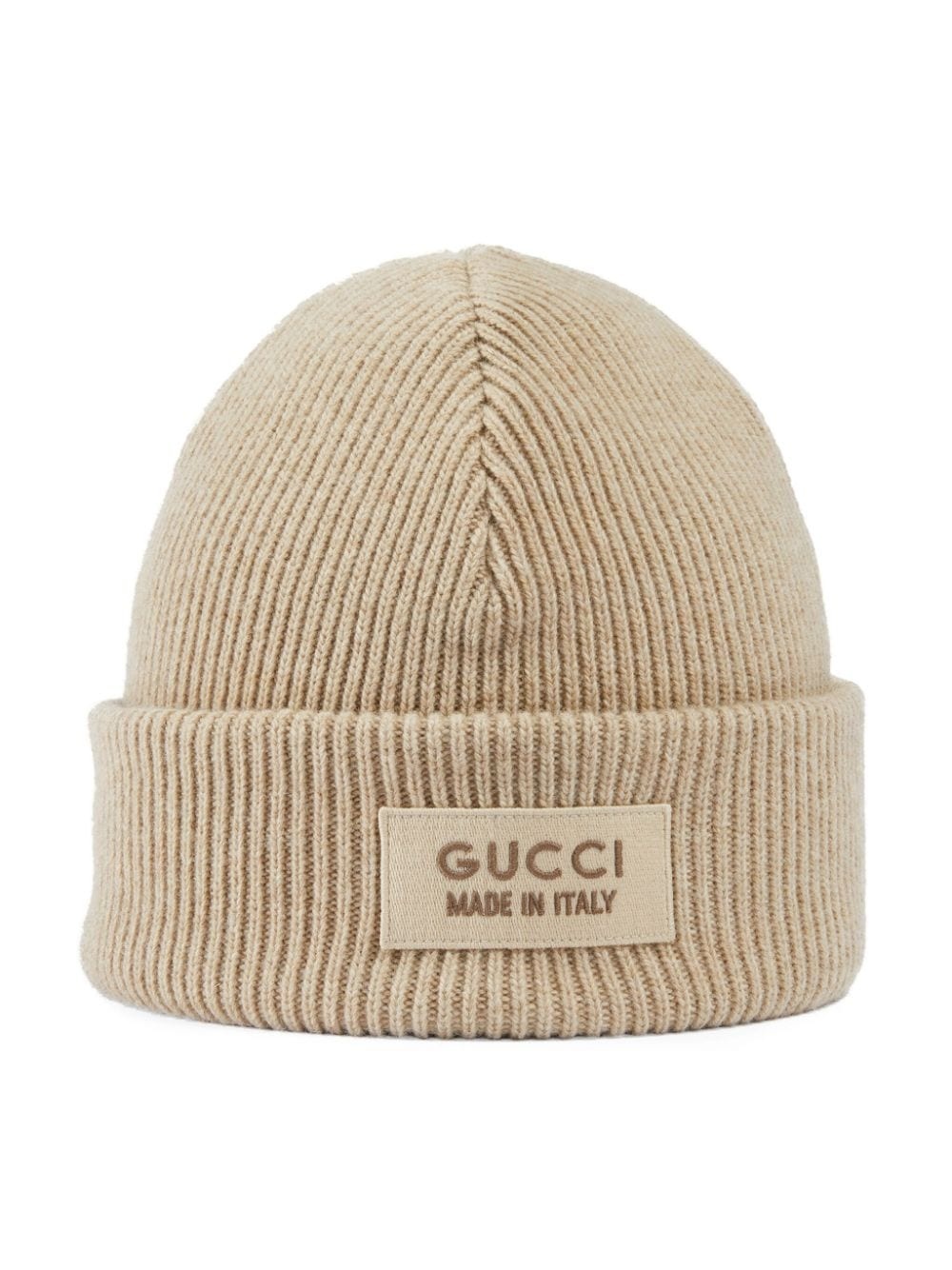 logo-patch knitted wool beanie - 2