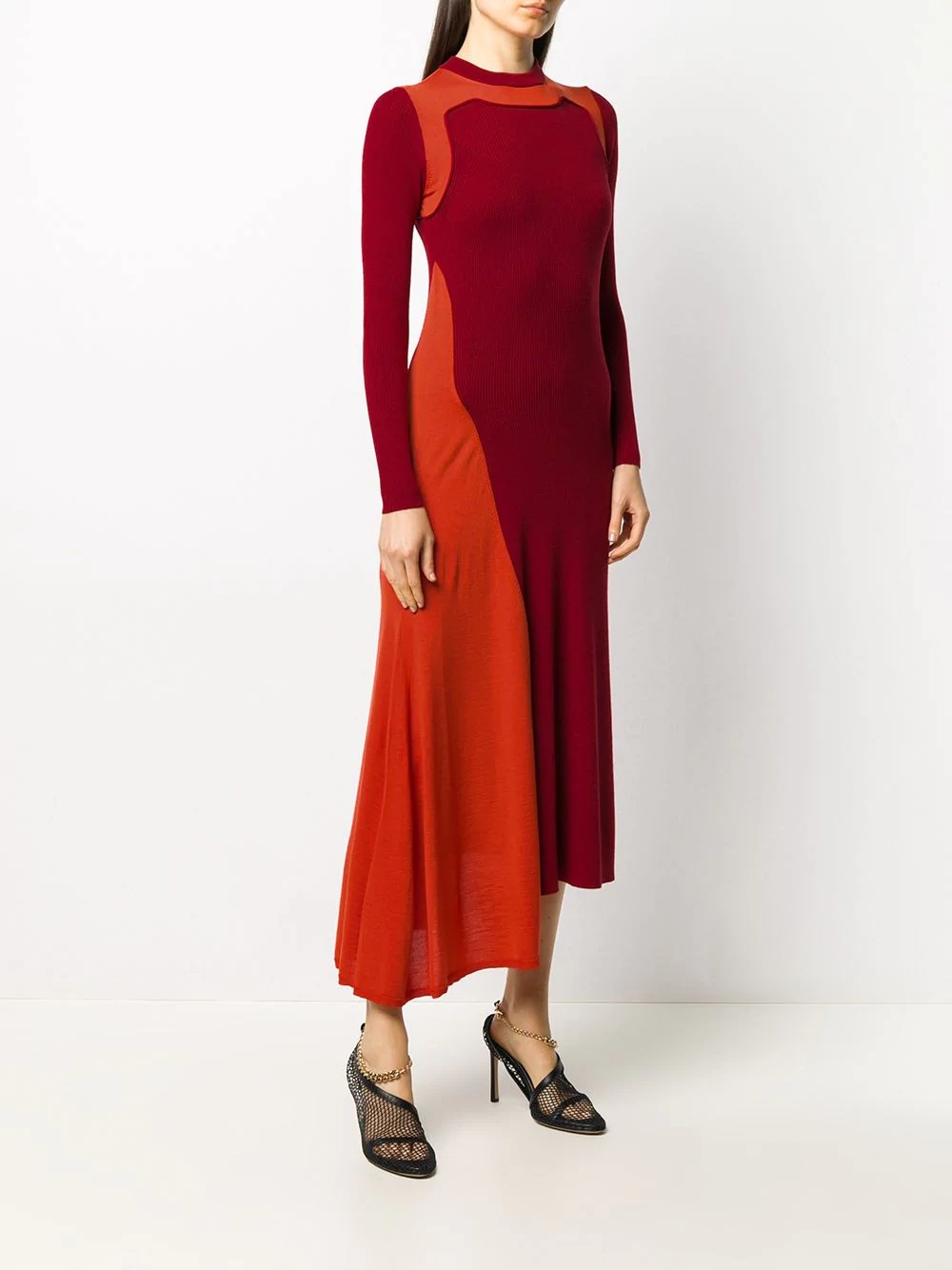 colour-blocked wool knit dress - 3