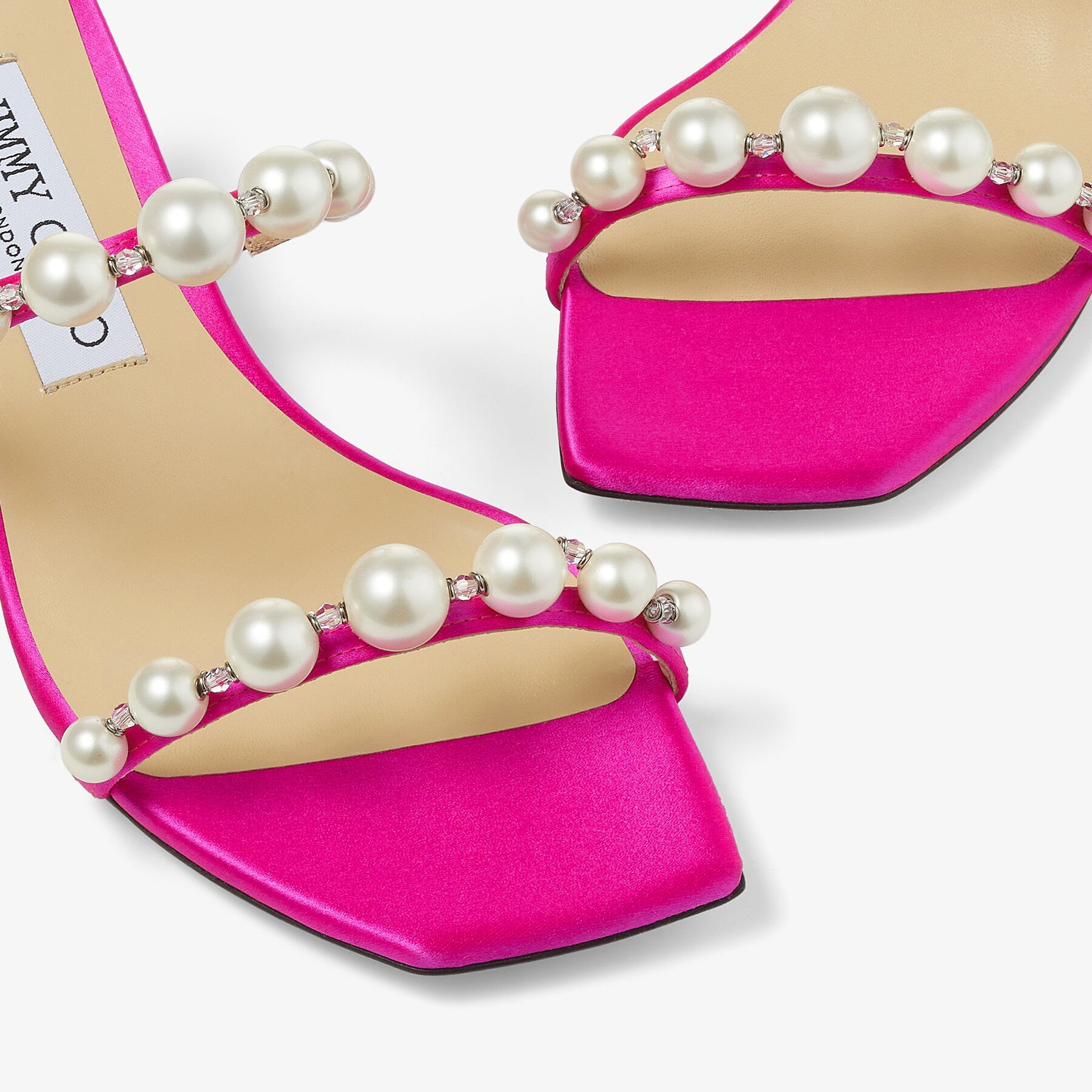 Amara 45
Fuchsia Satin Mules with Pearl Embellishment - 4