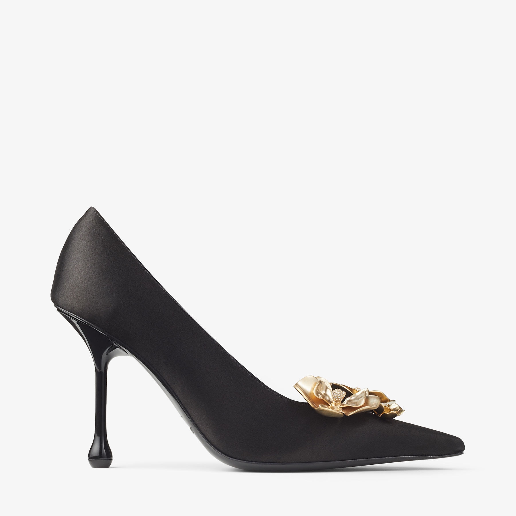 Ixia 95
Black Satin Pumps with Flowers - 1