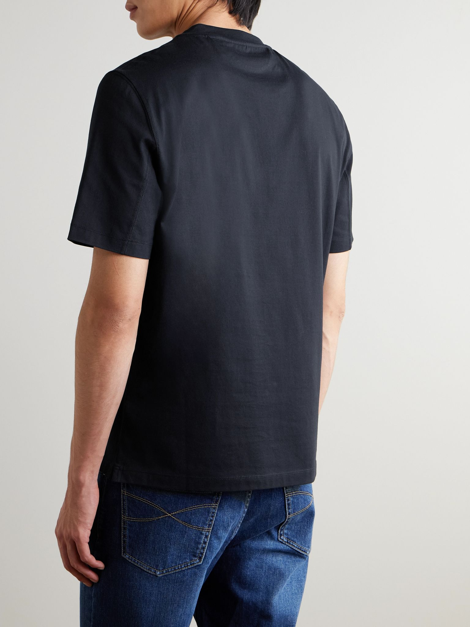 Layered Logo-Print Cotton-Jersey T-Shirt Blue - 4