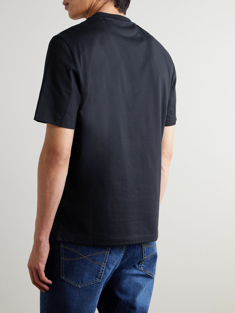 Layered Logo-Print Cotton-Jersey T-Shirt Blue 4