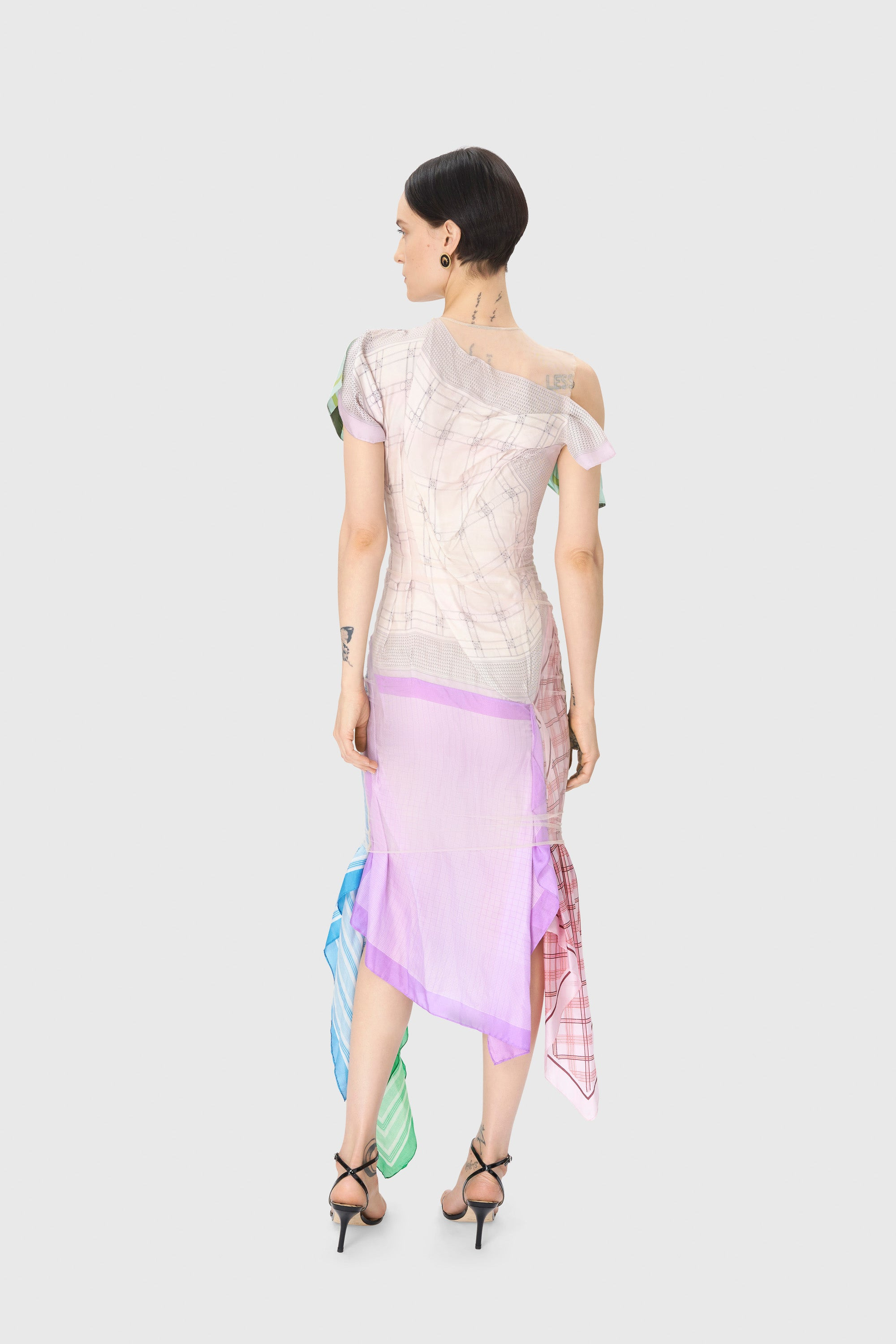 Regenerated Silk Scarves Long Fitted Dress - 5