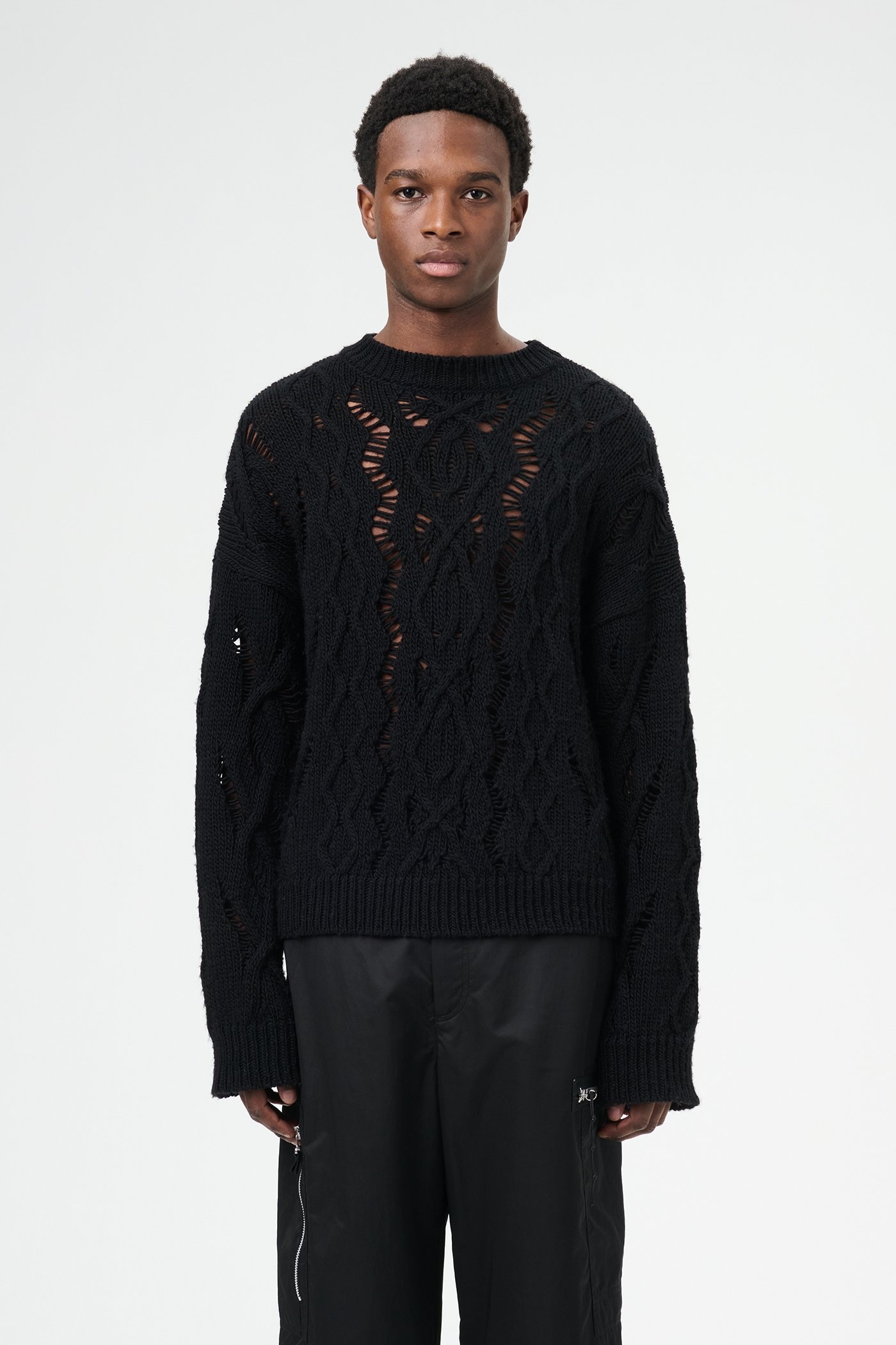 Cable Sonar Roundneck Black Fisherman Wool - 3