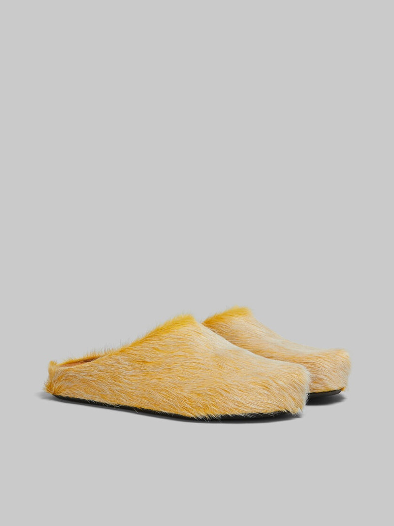 YELLOW LONG HAIR CALFSKIN FUSSBETT SABOT 2